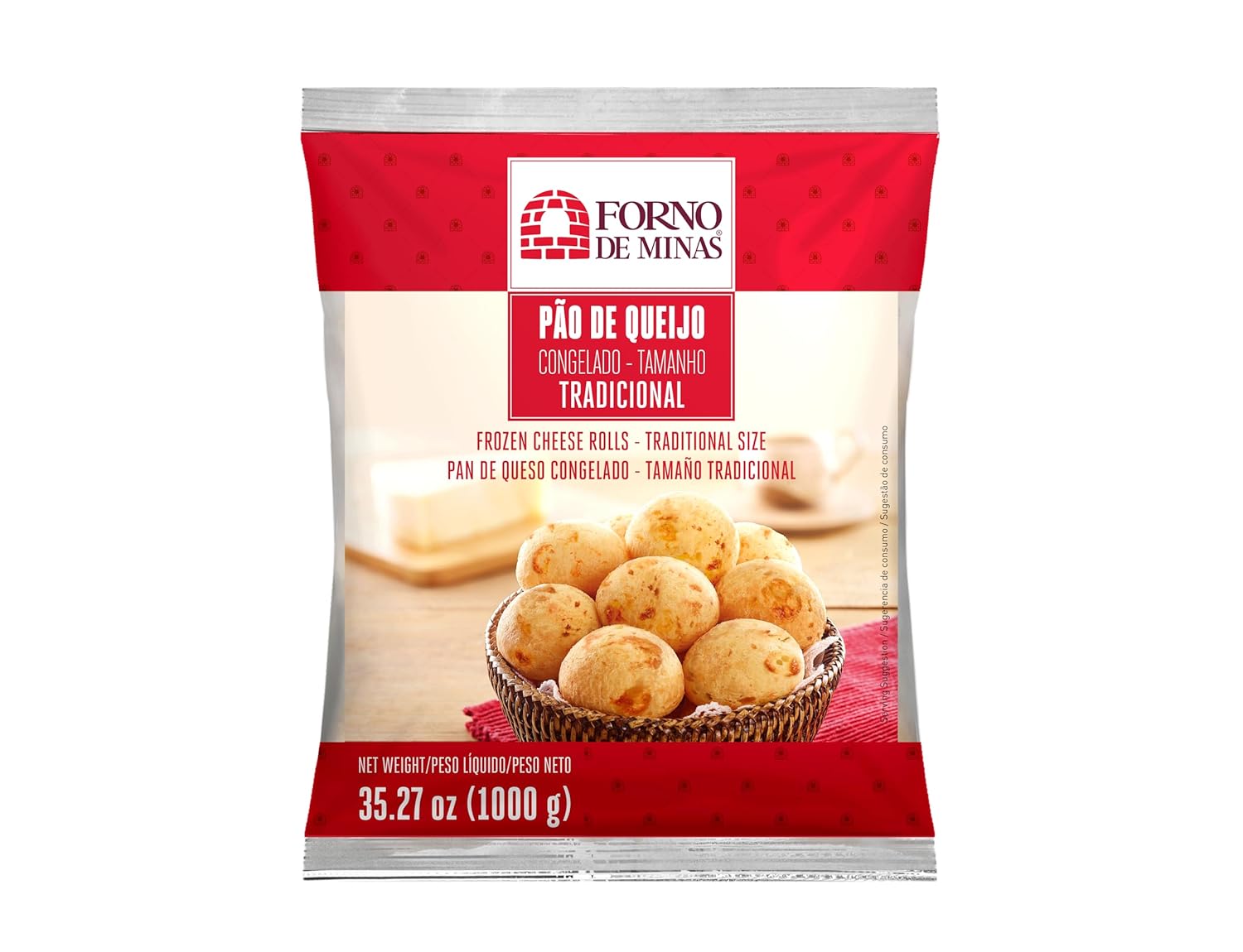 Pão Queijo Brasileiro Tradicional Congelado Forno de Minas 1kg | Brazilian Cheese Bread + Silicone Bracelet Souvenir | Brazil in Texas | Bundle