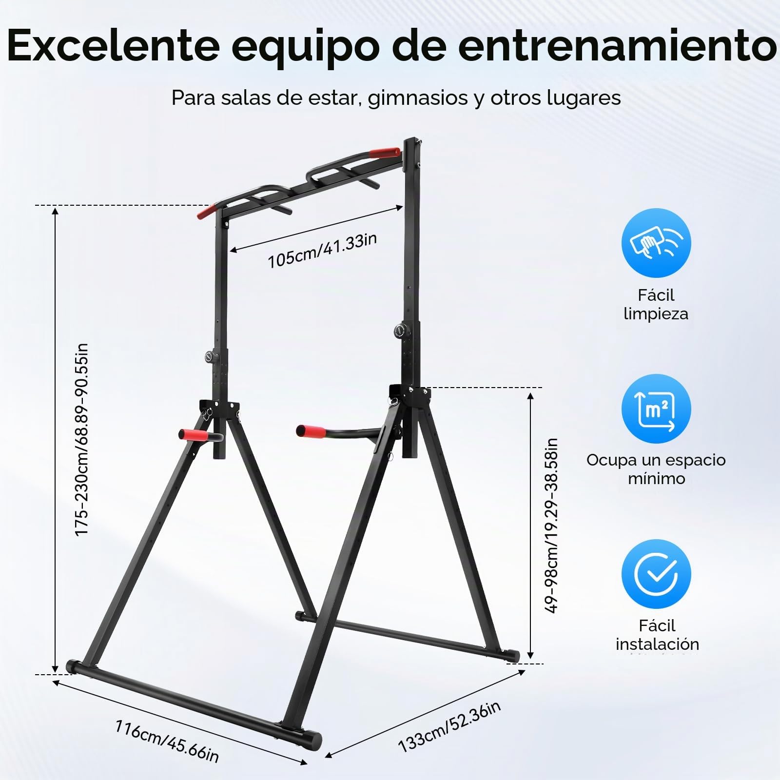 Barra de tracción plegable, estación de flexiones Power Tower plegable, multifunción fitness para tracción, flexiones y abdominales
