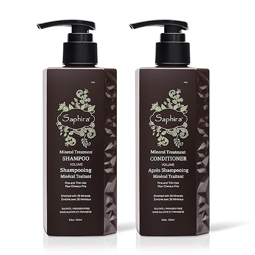 Saphira Champú y acondicionador de tratamiento mineral Duo Set para cabello fino, fino y teñido 8.5 oz