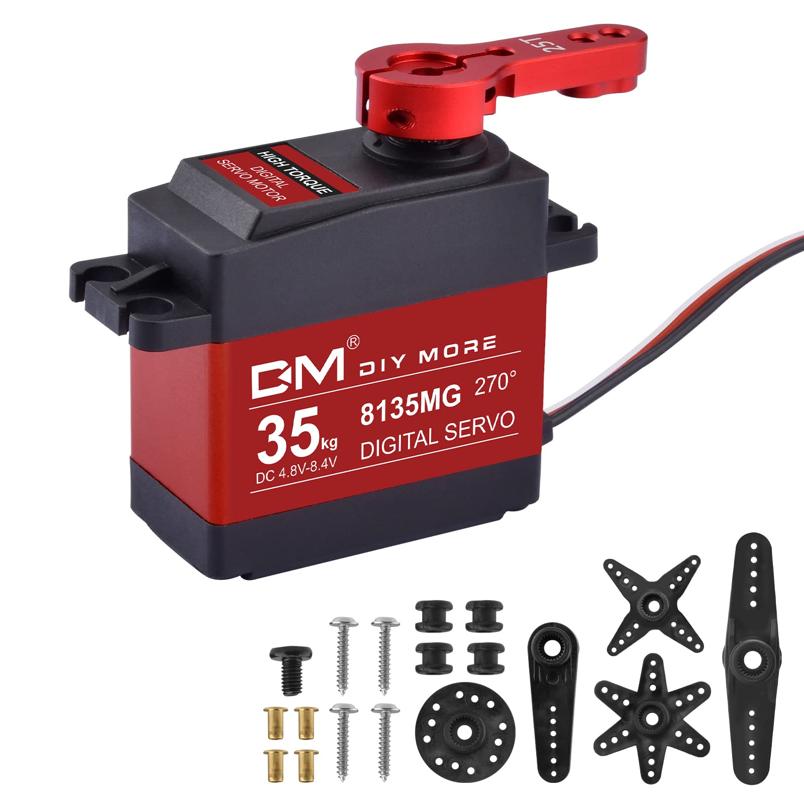diymore 35KG Digital Servo Motor High Torque Full Metal Gear Servo Waterproof for RC Car Helicopter Airplane DIY, Control Angle 270°