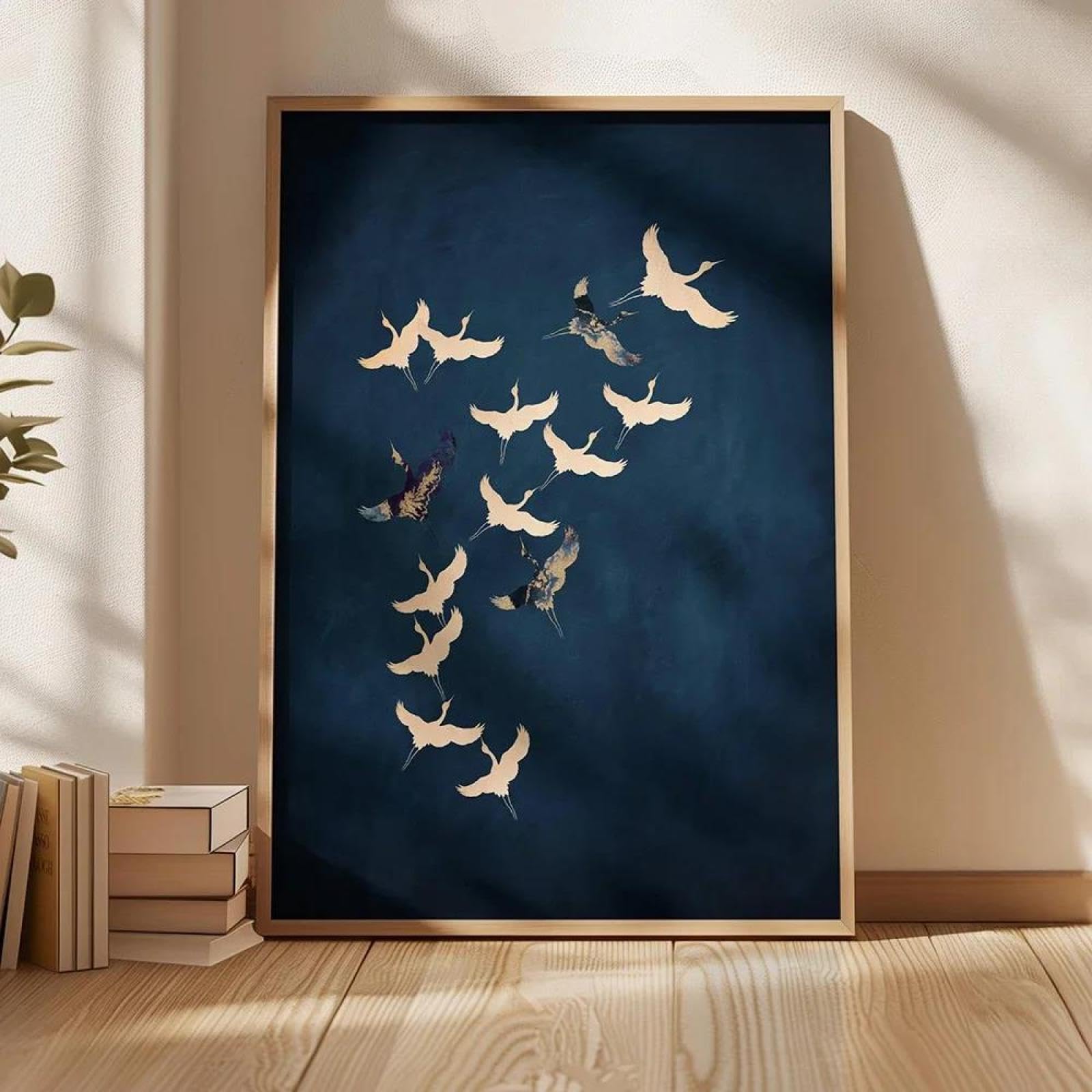 Baibexing Abstract Flying Birds Canvas Painting Posters Prints Wall Art Picture Home Decor A14 21X30Cm Unframed