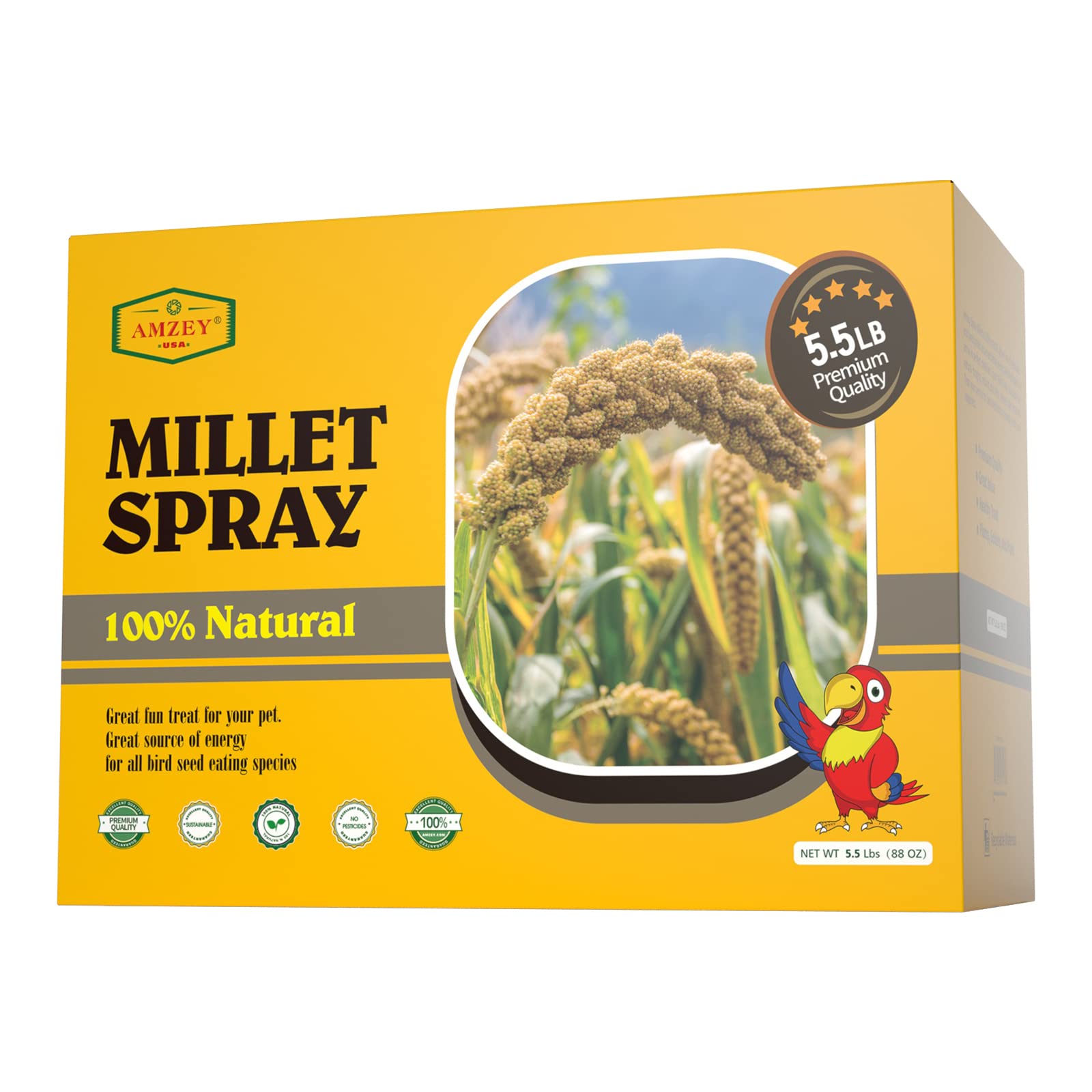 Buy 5.5 LB Spray Millet for Parakeets, 100 Natural Dried Millet Grain