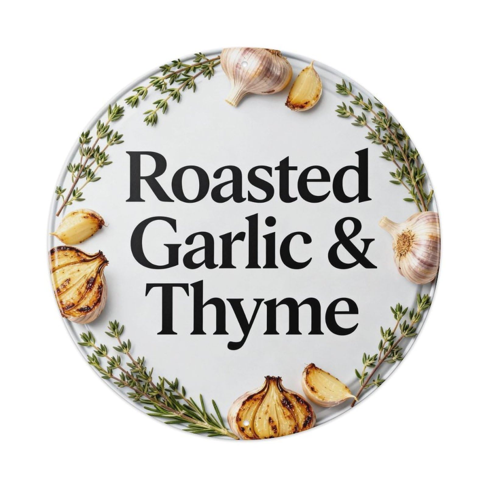 Roasted Garlic & Thyme Metal Tin Sign Plaque