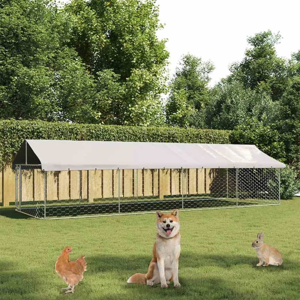 vidaXL Gabbia per Cani da Esterno con Tetto 600x200x150 cm