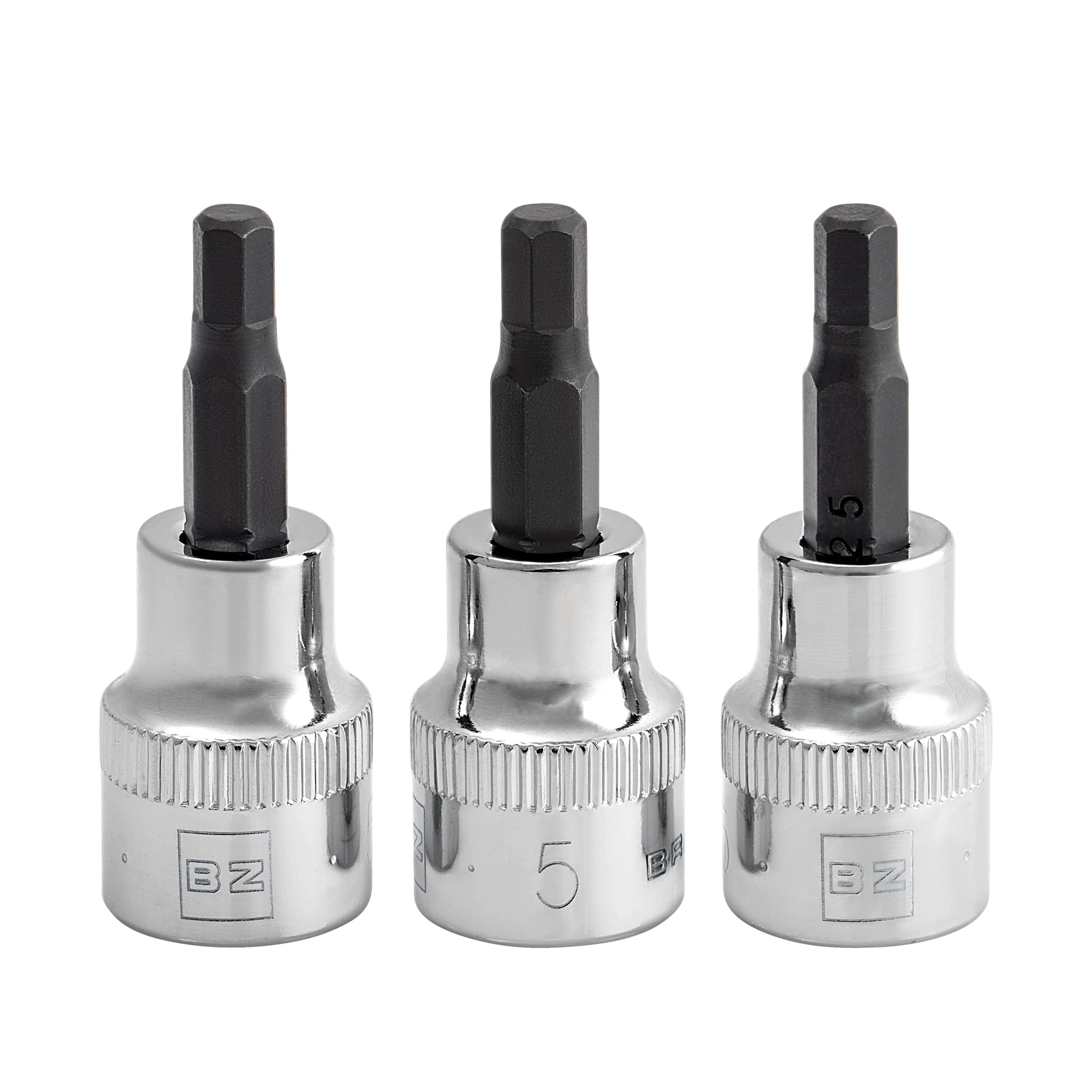 BRAZEN 5mm Hex Bit Socket/Allen Driver Three Pack (3/8" Drive, Short)
