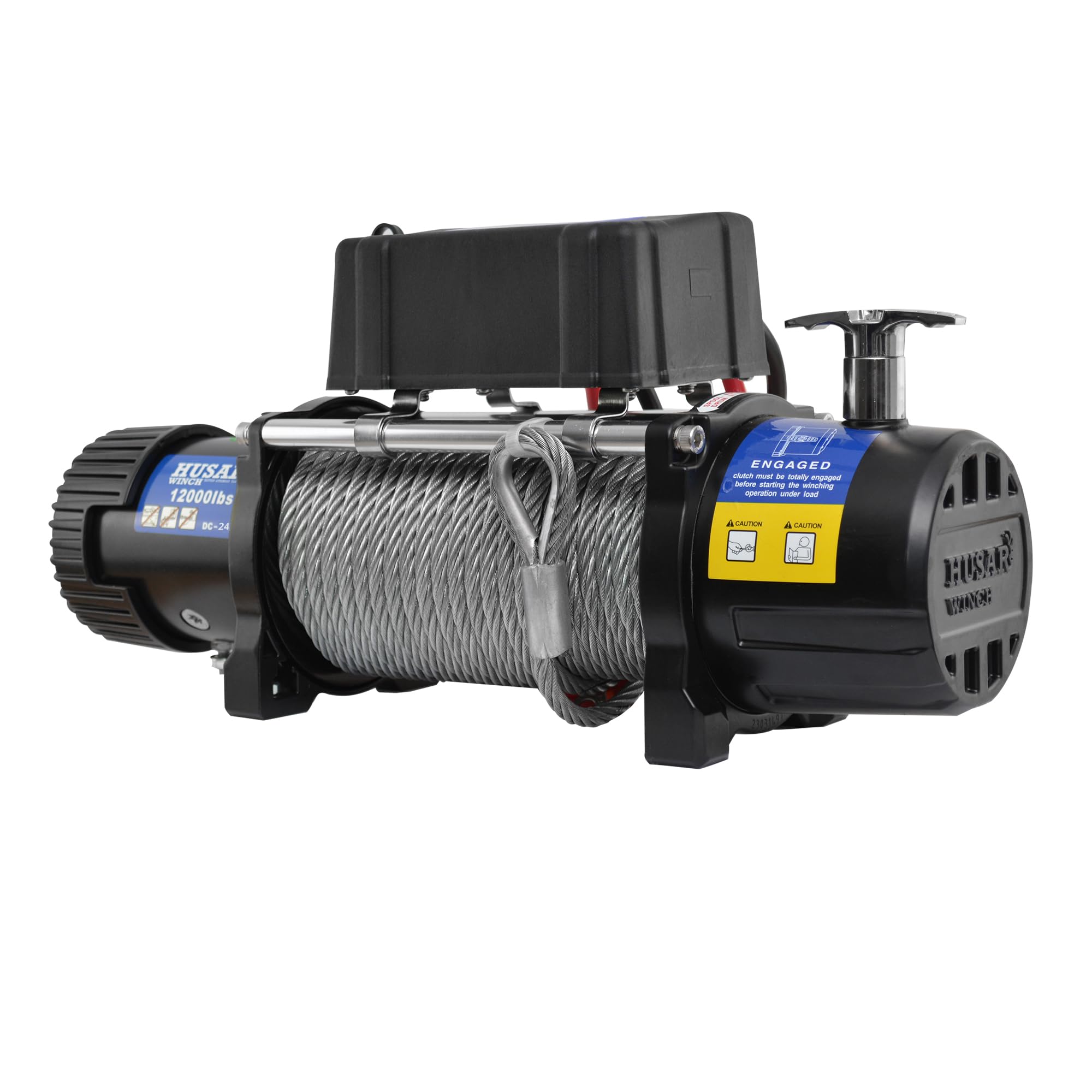 Cabrestante Eléctrico de 12000 lbs | 5443 kg, 24 V, Con Cuerda de Acero De 25 m,Control Inalámbrico, Transmisión Planetaria De 3 Etapas, Ideal Para Vehículos Todoterreno, Vehículos 4x4