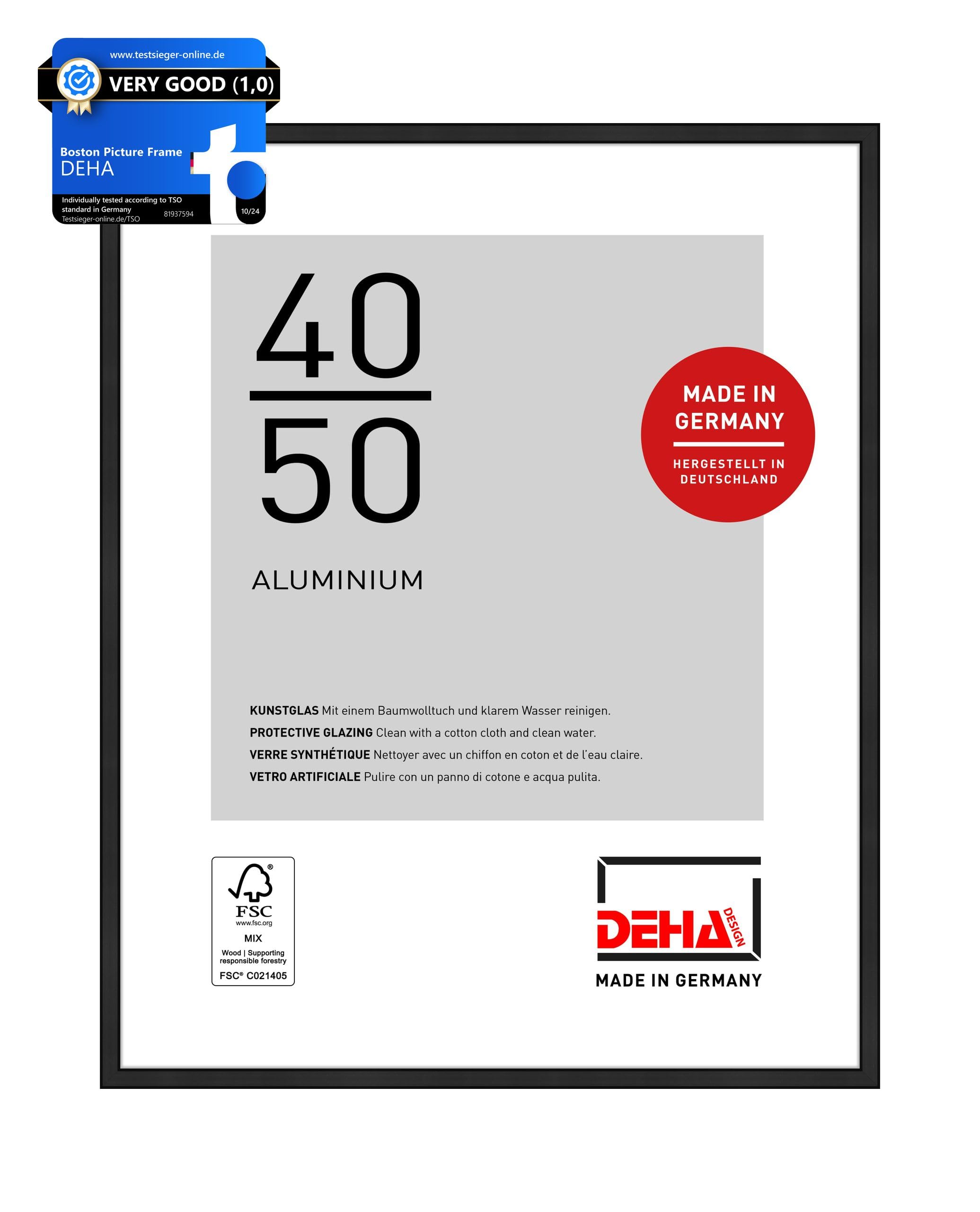 DEHA Design marco de aluminio Boston, 40x50 cm, Anodizado negro mate