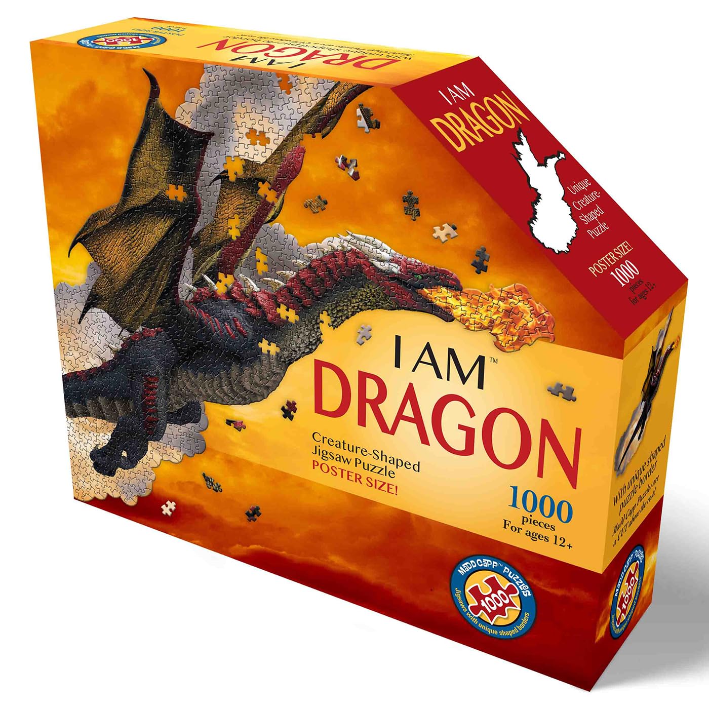 Madd Capp Dragon Shaped 1000 Piece Jigsaw Puzzle for Ages 12+ Years with Reference Poster, Cardboard Construction - Image 2
