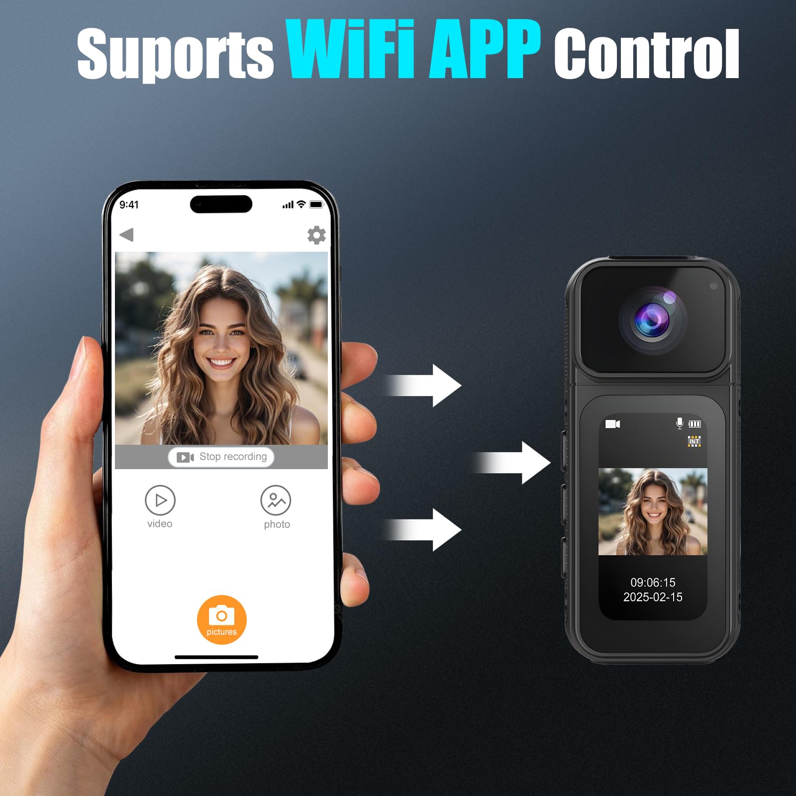 HUAJUN Action Cam 180° Rotation Des Objectives WiFi Camera, 2.7K Action