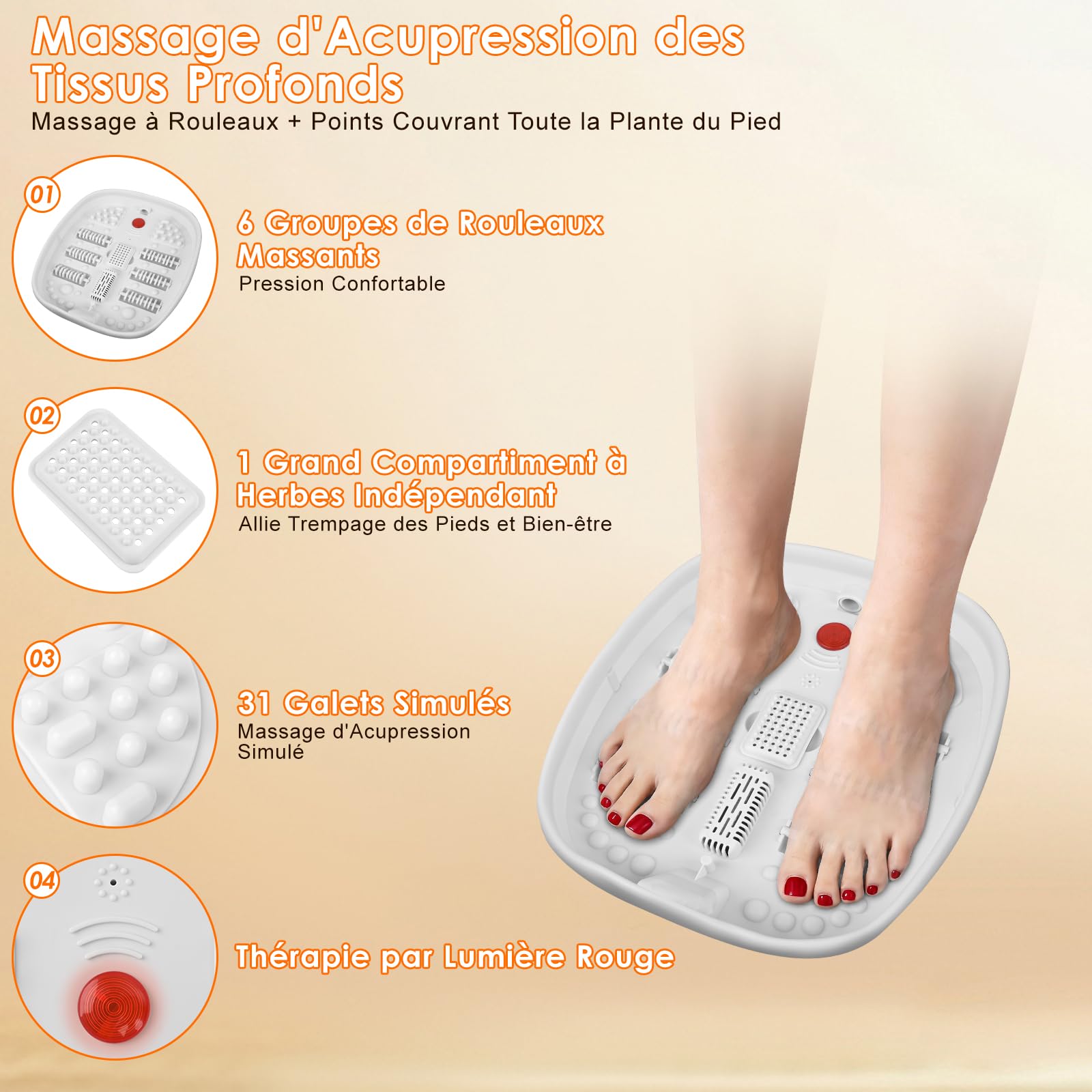 Bain de Pieds Bain de Pied massant Chauffant Bain de Pieds avec Chauffage,Spa Pour Pieds avec Télécommande,24 Température, Pierre Ponce, 6 Minuteries, 6 Rouleaux de Massage Shiatsu,Infrarouge
