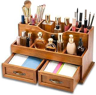 Organizador de maquillaje de madera rústica c...