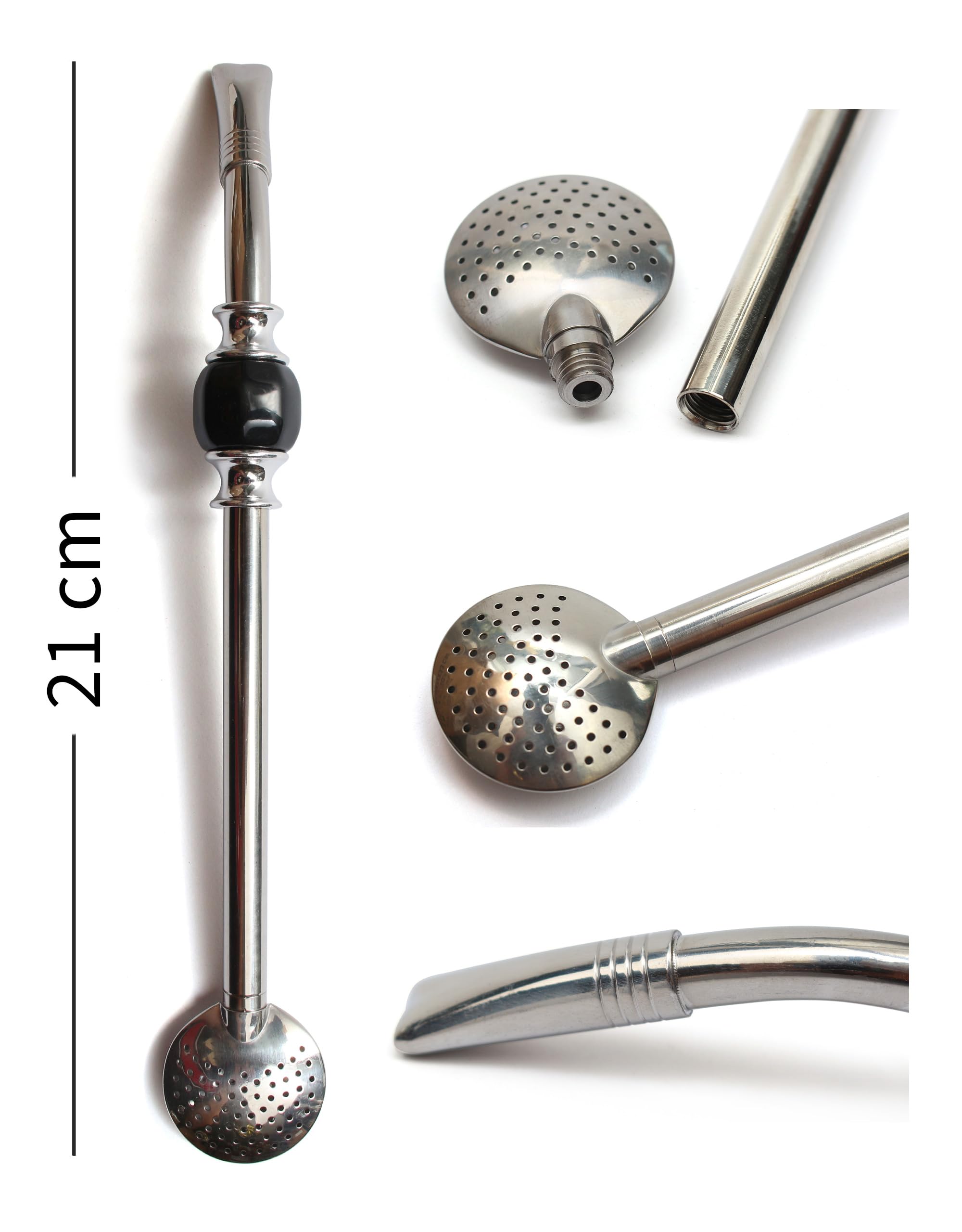 Zestaw do herbaty Yerba Mate | eramik mate kubek do herbaty HanddaMADE ~ 300 ml | unikalny materiał | nadaje się do mycia w zmywarce | słomki ze stali nierdzewnej Bombilla Bola czarny do herbaty Mate