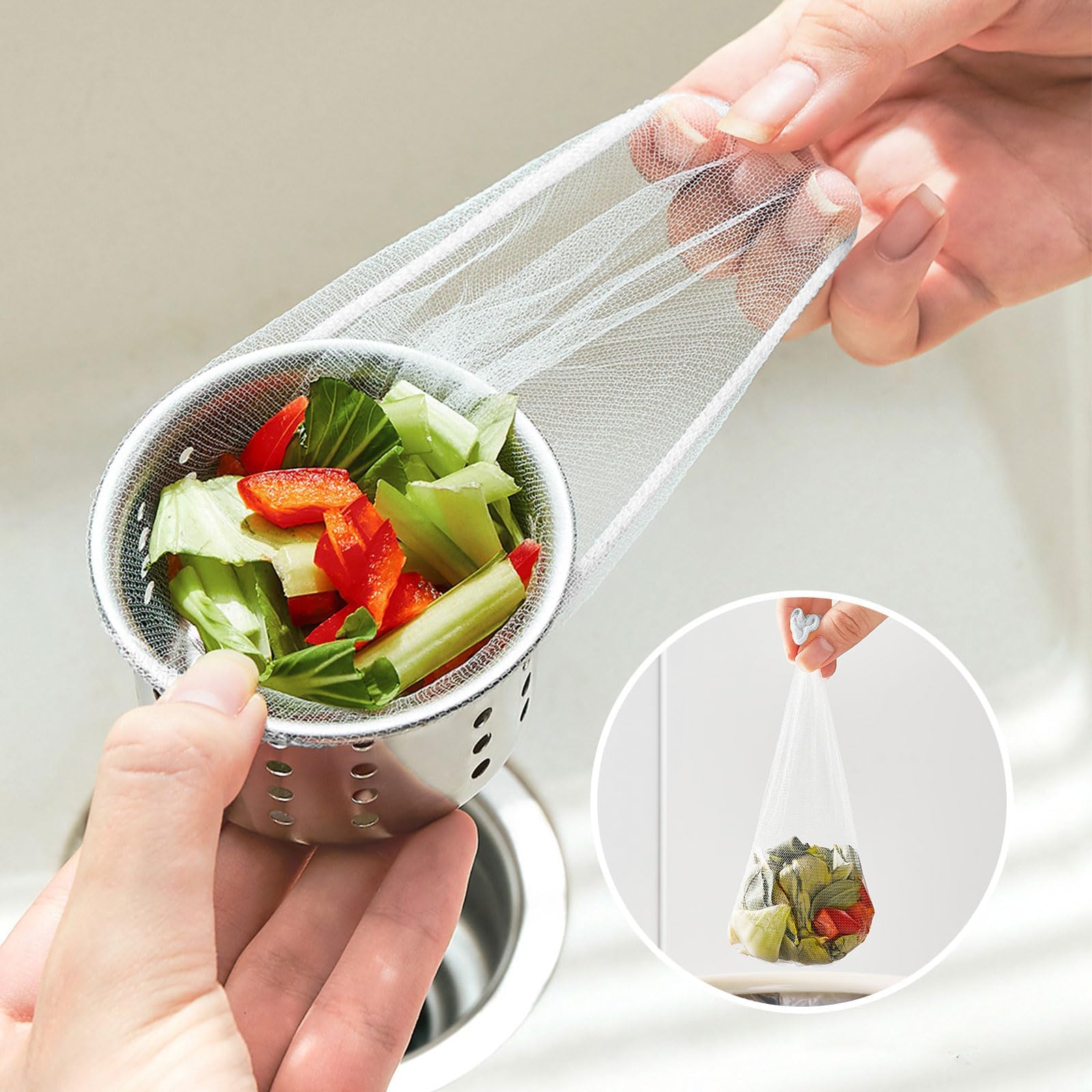 WEIYSHIGSH Kitchen Sink Strainer Mesh Bag 200PCS Disposable mesh Sink