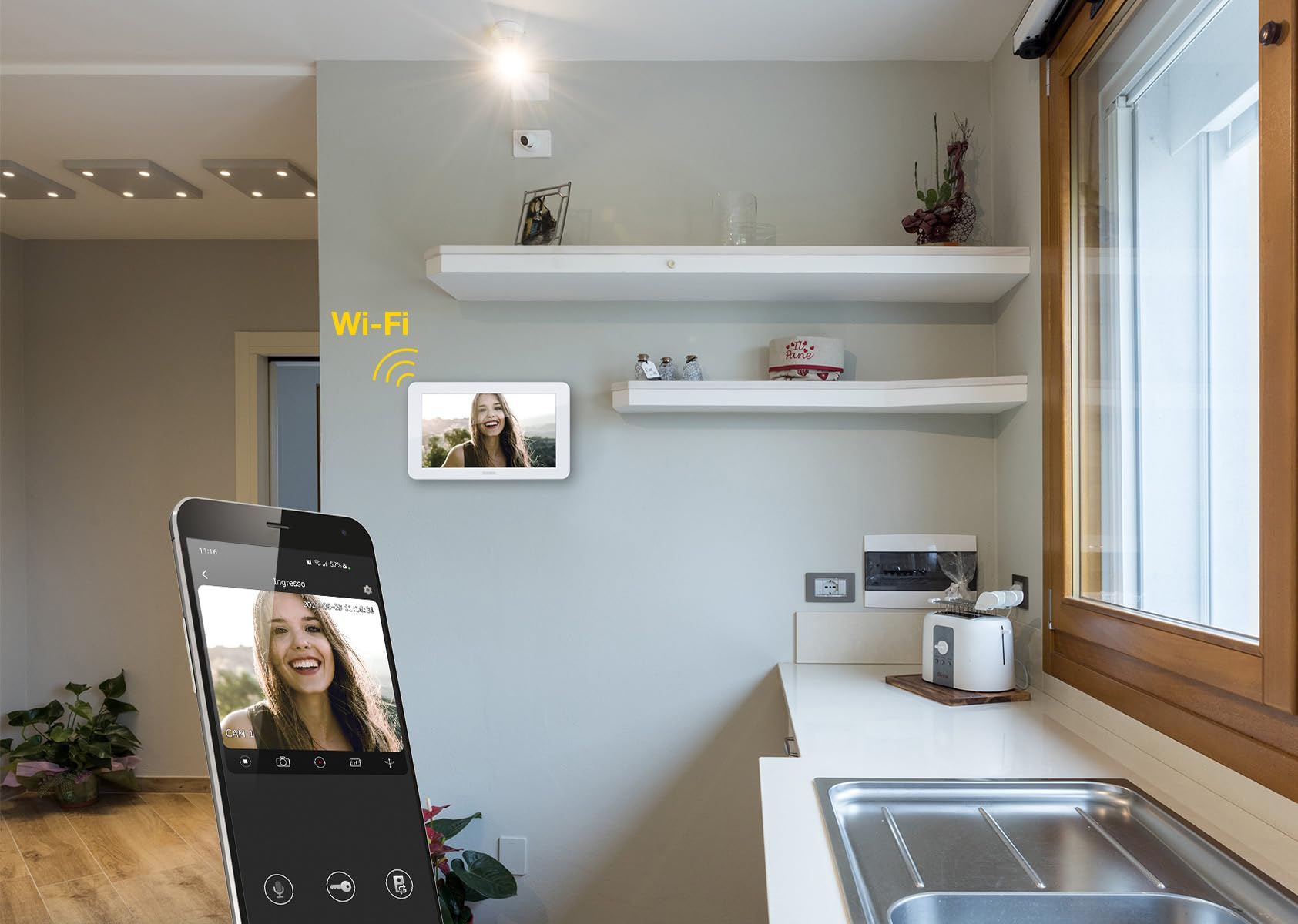 VIMAR K42957 monitor Wi-Fi touch supplementare per Videocitofono, alim. DIN