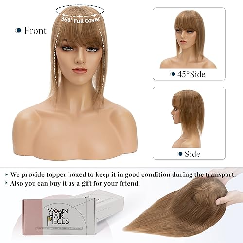 Miniatura 8 de Benehair Extensiones de cabello humano Remy con clip en la parte superior para mujeres con cabello delgado, con base de seda, extensiones de cabello