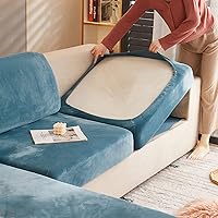 Vista 3 de Funda de cojín de terciopelo para sofá en forma de L con diván Longue de 1, 2, 3 asientos, protector de muebles (sofá naranja (3 piezas)