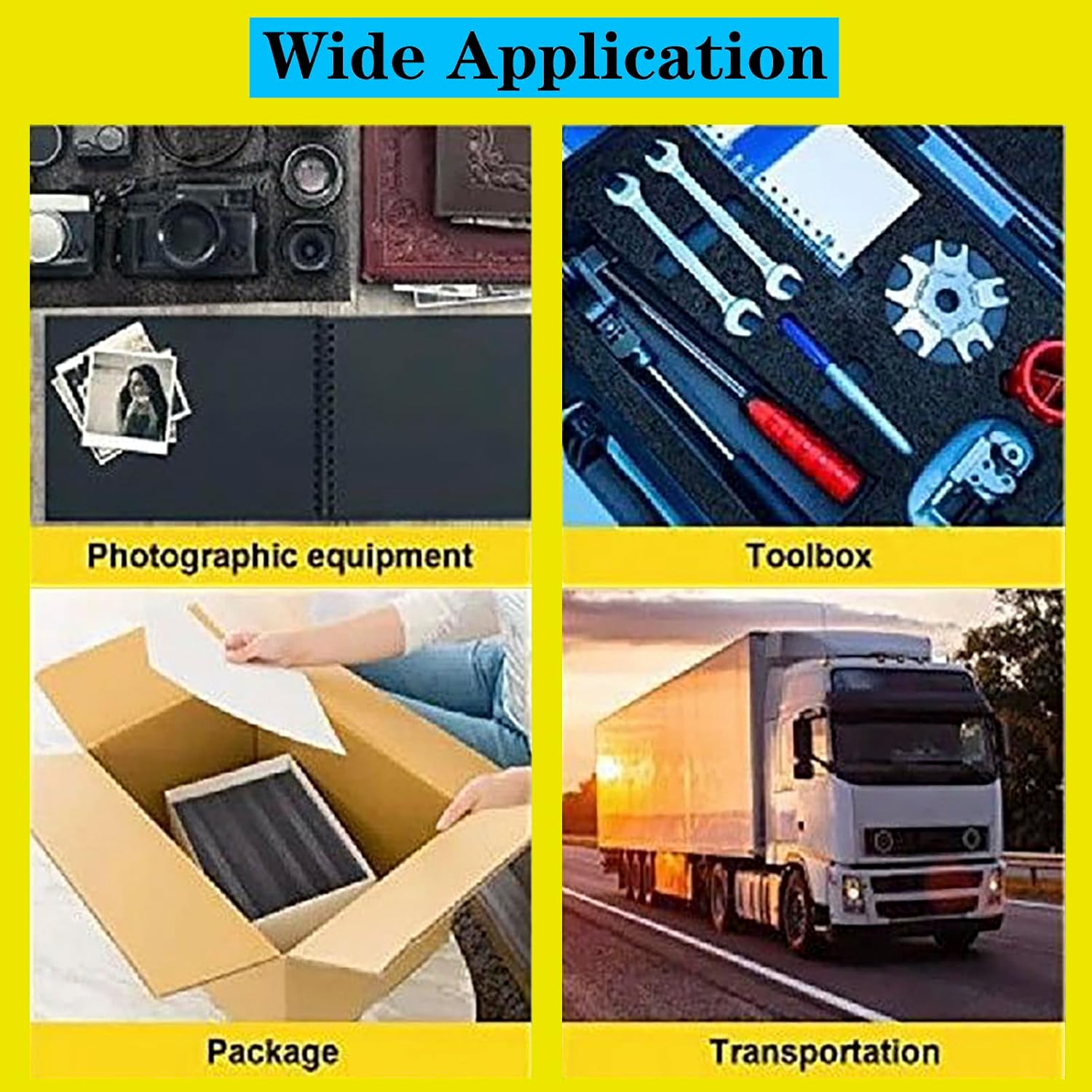 2PCS Cuttable Polyethylene Foam Block 12x10x3.5Inch Packing Sheet,9CM/3.5In Thick Padding Inserts Foam for DIY Crafts,Cases and Boxes Packing, Black
