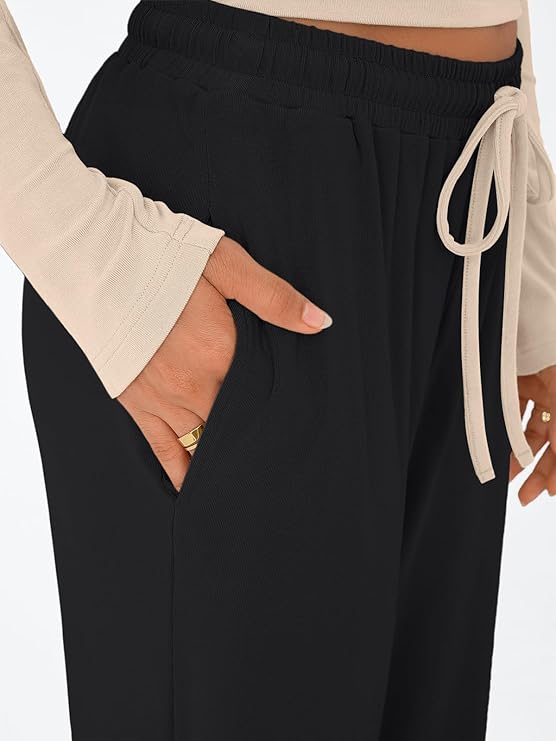 Trendy Queen Women's 2 Piece Matching Lounge Set Long Sleeve Slightly Crop Top Wide Leg Pants Casual Sweatsuit 5