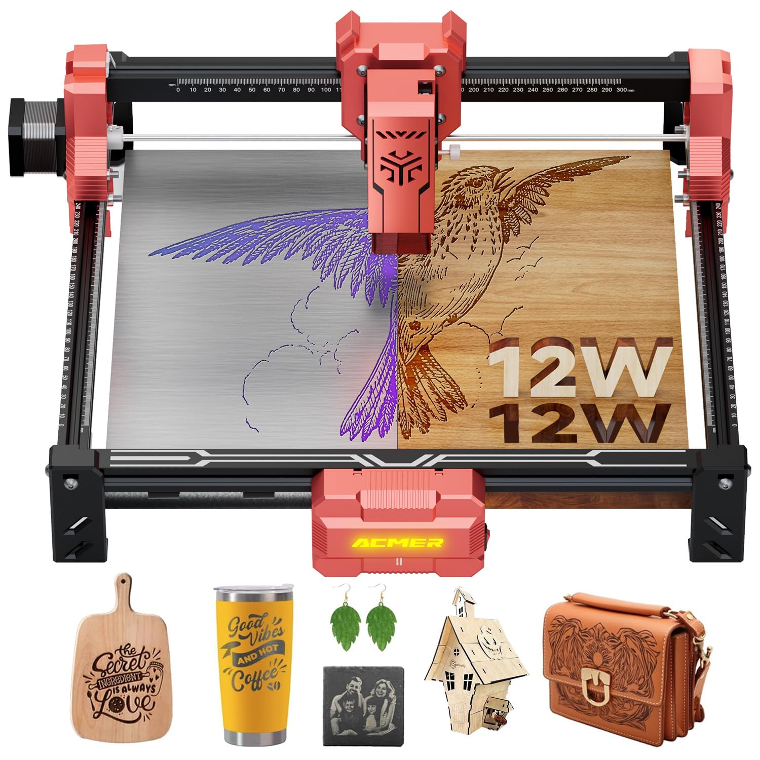 Amazon | ACMER S2 レーザー彫刻機 12000mW クラス1 高精度 ミニ 彫刻