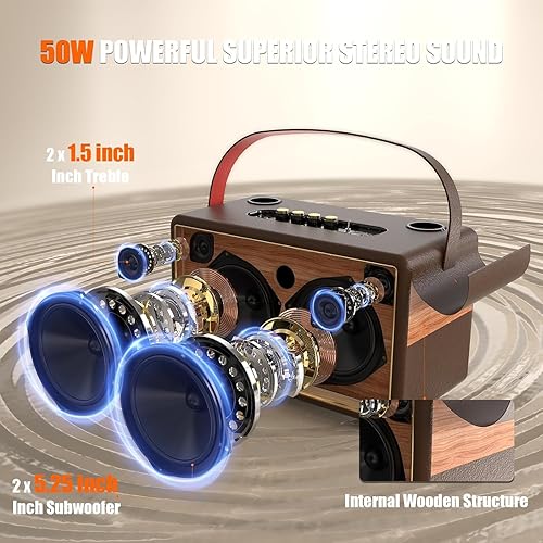 Miniatura 2 de RHM Máquina de karaoke S8, compatible con 3 micrófonos y ajuste de bajosagudosecoalto, 6 modos de música, tiempo de reproducción de 8 horas,