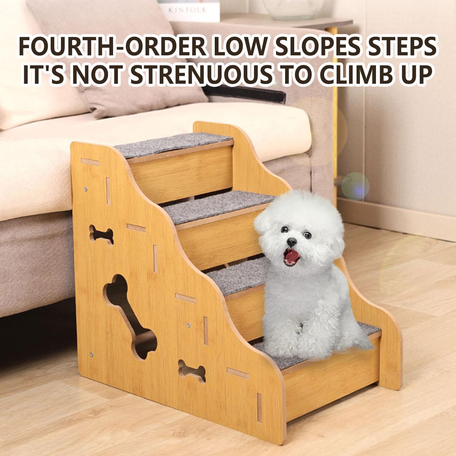 Hundetreppe – gebogene Haustiertreppe | Hundetreppe mit auslaufsicherer Abdeckung, hochdichter Schaumstoff-Katzenrampe für Bett, rutschfest, sanft, mit abnehmbarem waschbarem Bezug