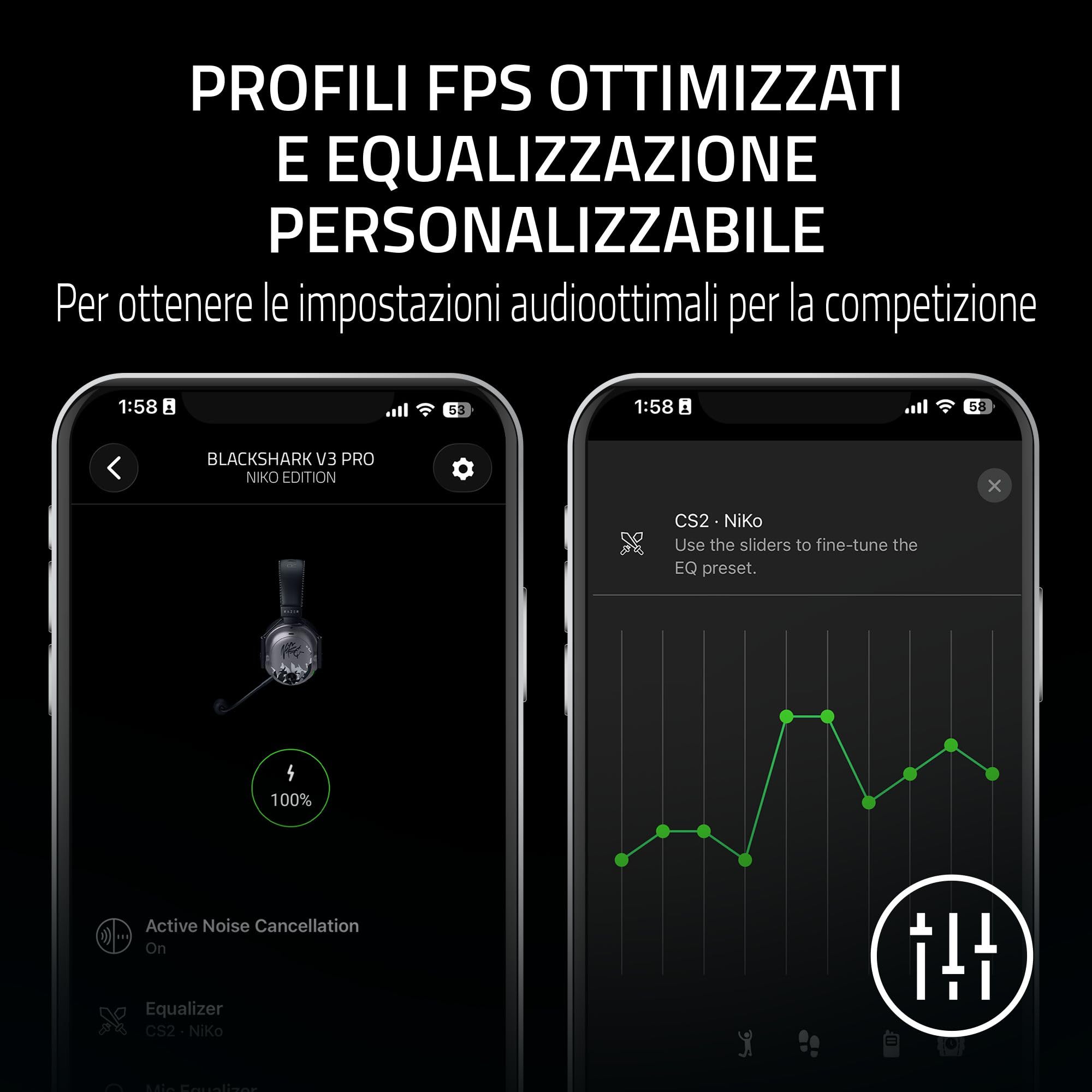 Razer BlackShark V3 Pro NiKo Edition - Cuffie wireless ANC da esport - Cancellazione attiva - Driver 50mm - Microfono HyperClear rimovibile - Wireless 2,4 GHz & Bluetooth - FPS - PC/Mac | NiKo