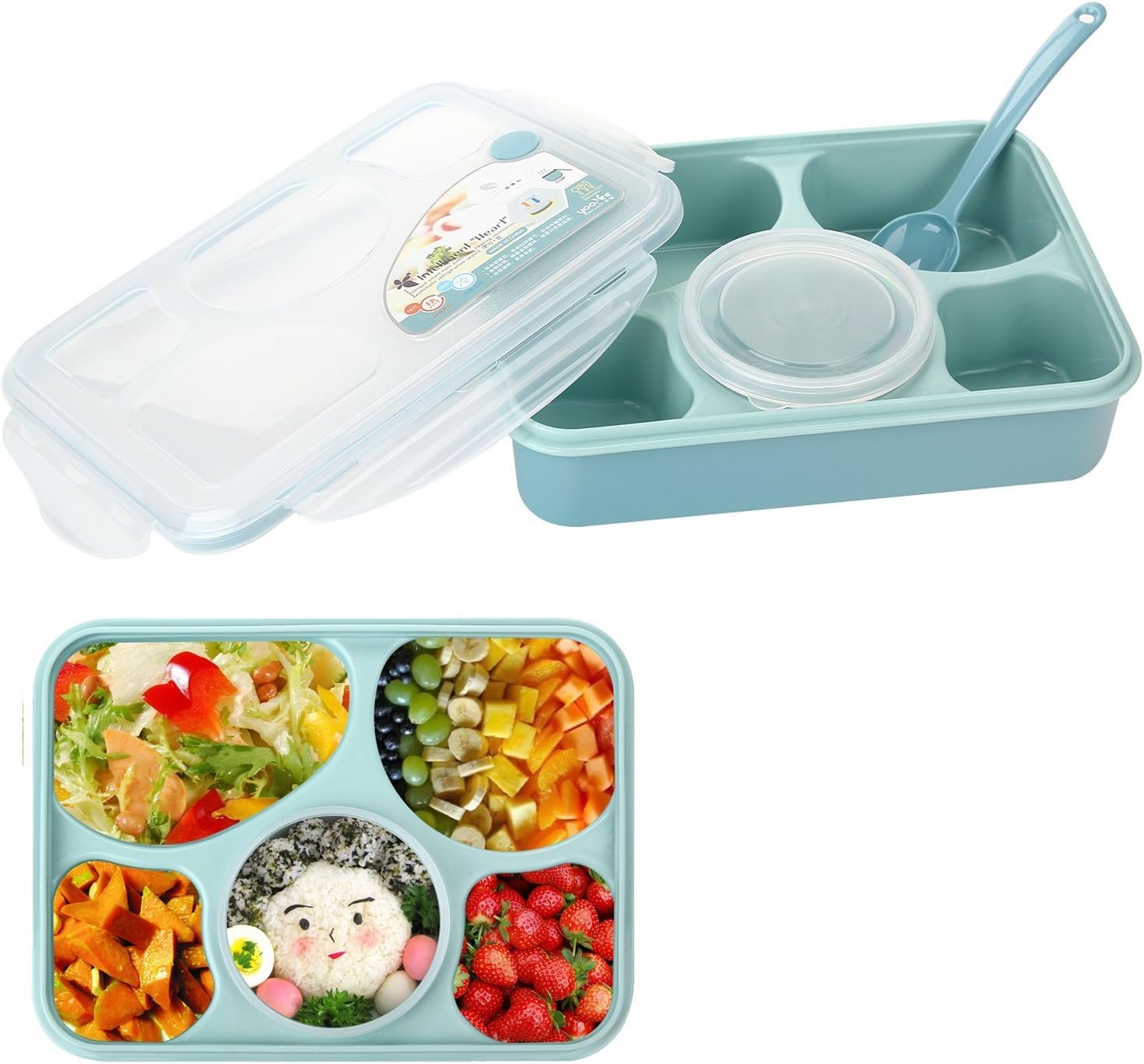 SySrion Bento Lunch Box Container With Soup Box For Kids,Microwave Oven Use Safe,Blue