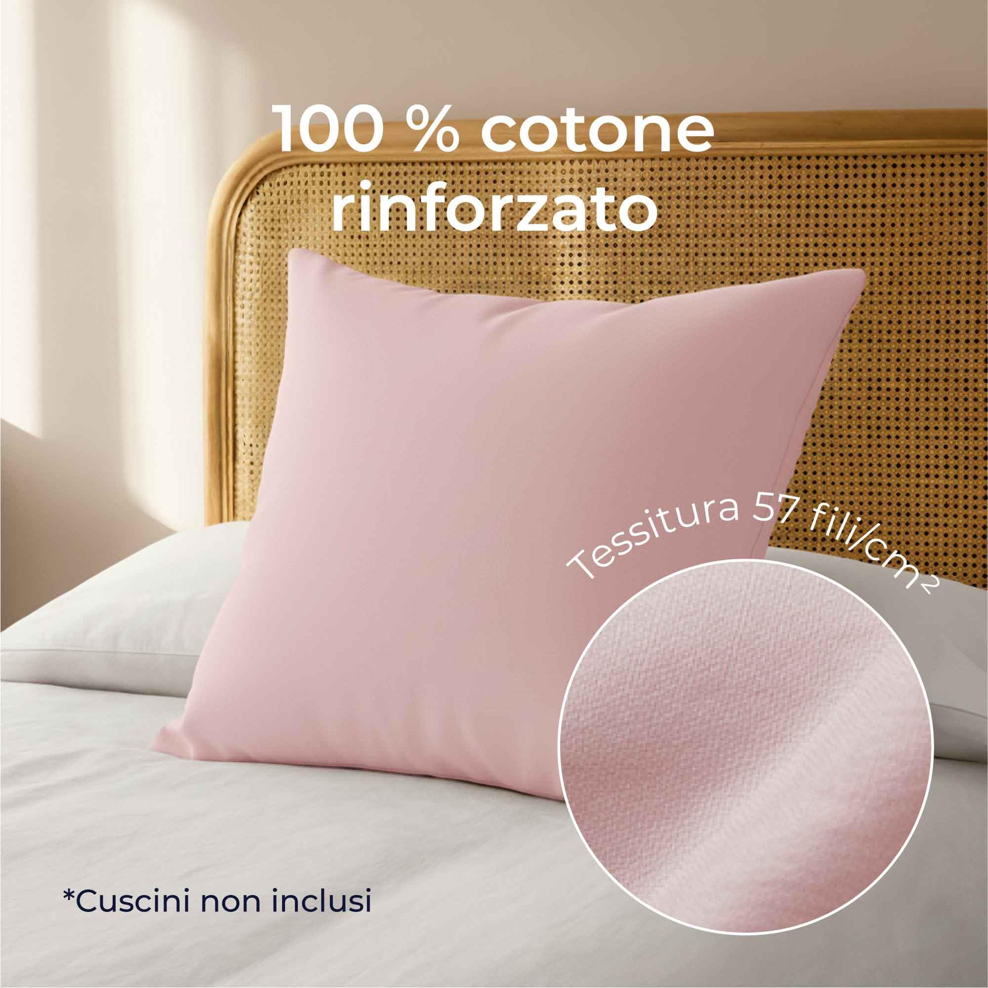 Federe 40x40 Cotone Rinforzato (Set da 2) - Rosa - Trama Fitta a 57 Fili/cm² - Federe Cuscini 40x40 cm - Federe Cuscino 40x40 Certificate Oeko Tex - Dreamzie