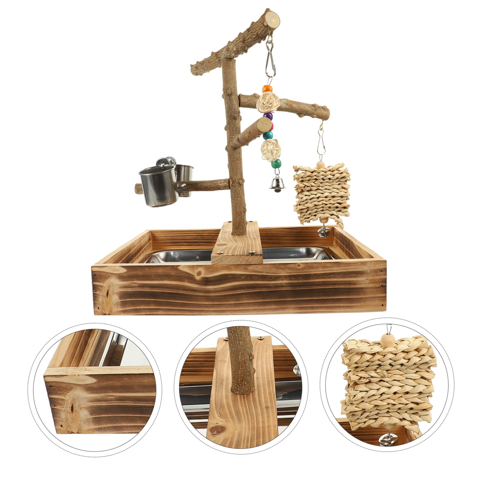 HANABASS Juguetes para Pájaros Perchas de Madera para Loros y Periquitos Accesorios de Juguete para Zona de Jaula para Pájaros