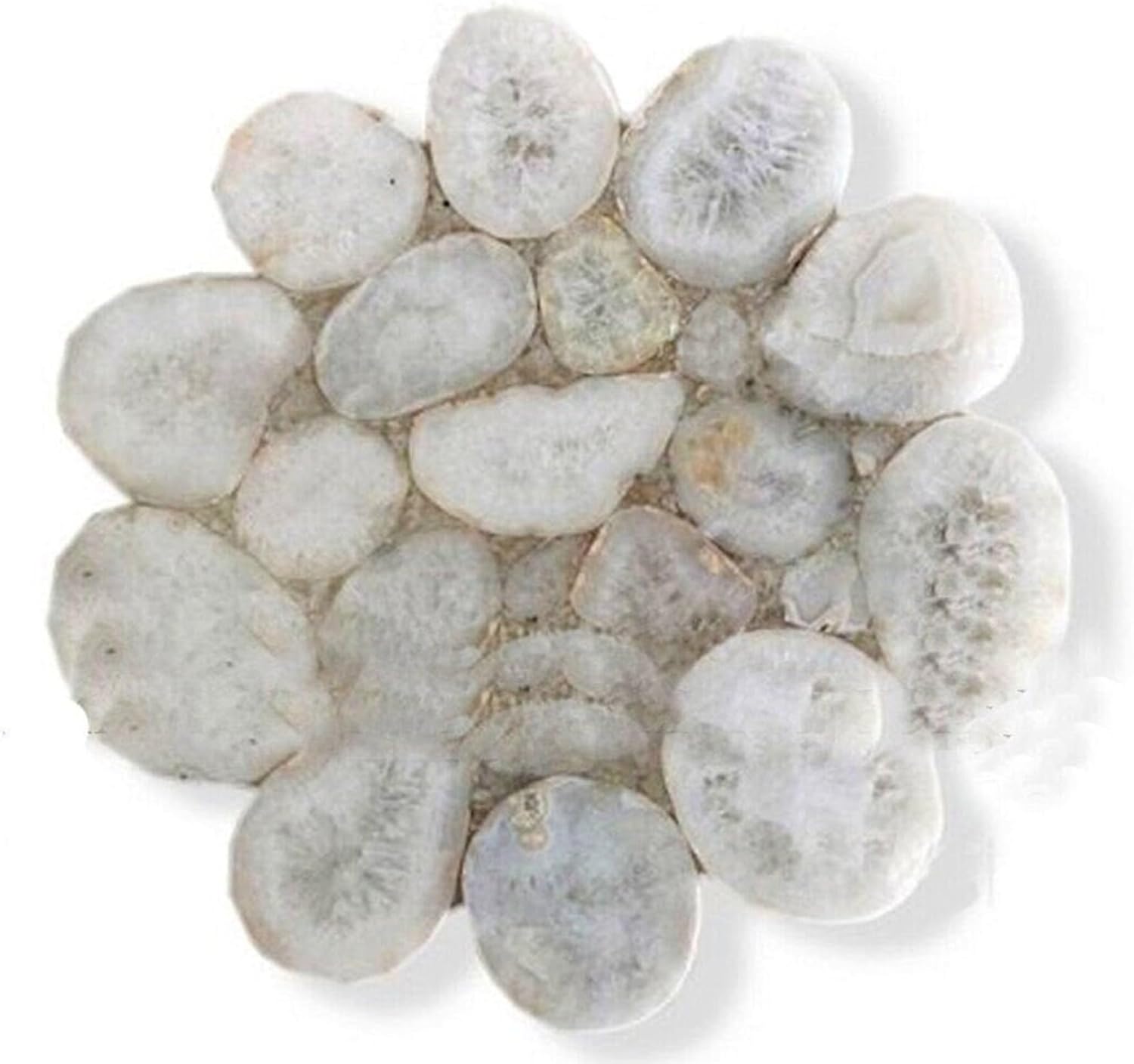 18 x 18 Inches Round White Agate Coffee Table Top Resin Outdoor Table for Bar and Club