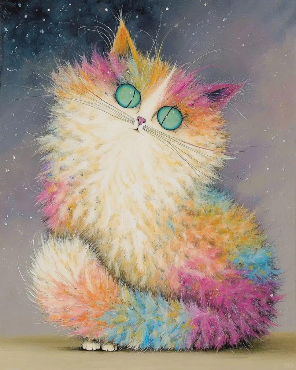Rqwybcaxn Stamped Beaded Cross Stitch Kits Cartoon Cat 40x50cm