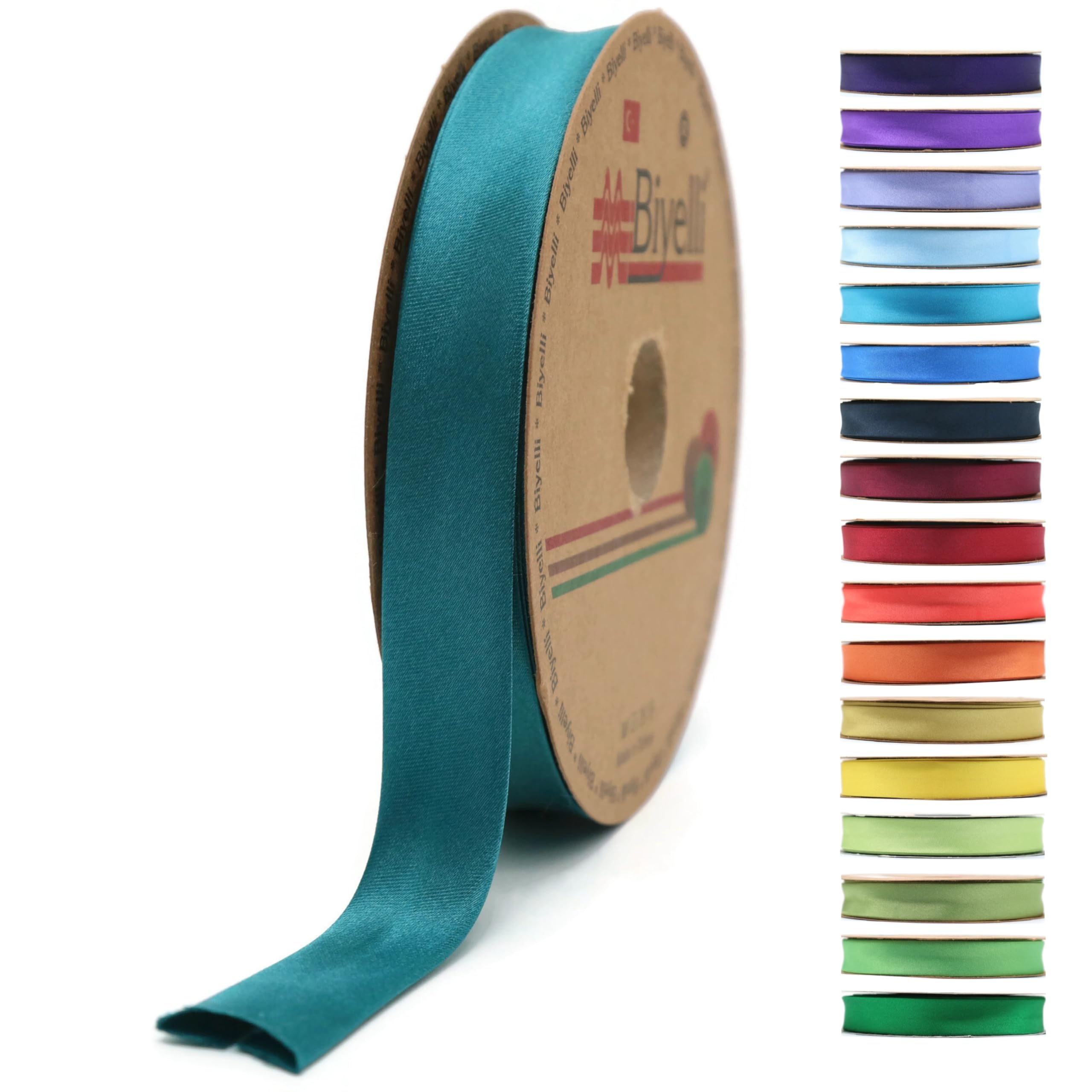 Fold Satin Bias Tape - 99+ Colors - 3/4 Inches Wide - 27 Yards - Fold Satin Binding Bias Ribbon Fabric Piping Bias Binding Tape for Sewing Clothing DIY (82. Med Navy Blue) BYS82