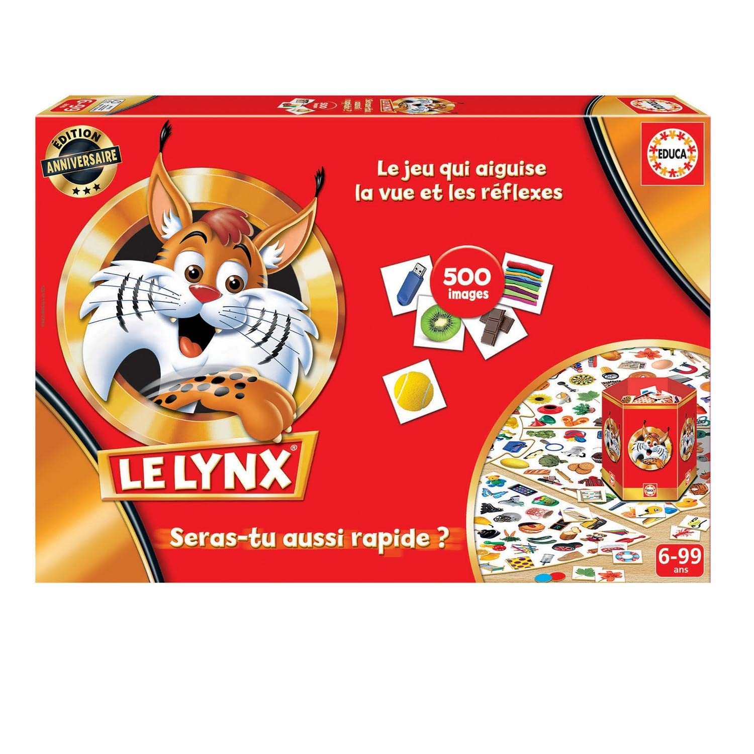 Educa - Giochi da tavolo Le Lynx 500 Immagini | Gioco da tavolo edizione Compleanno per affilare Vista e riflessi | Gioco da tavolo per Divertirsi in Famiglia e Amici | consigliato a 6 Anni (19423)