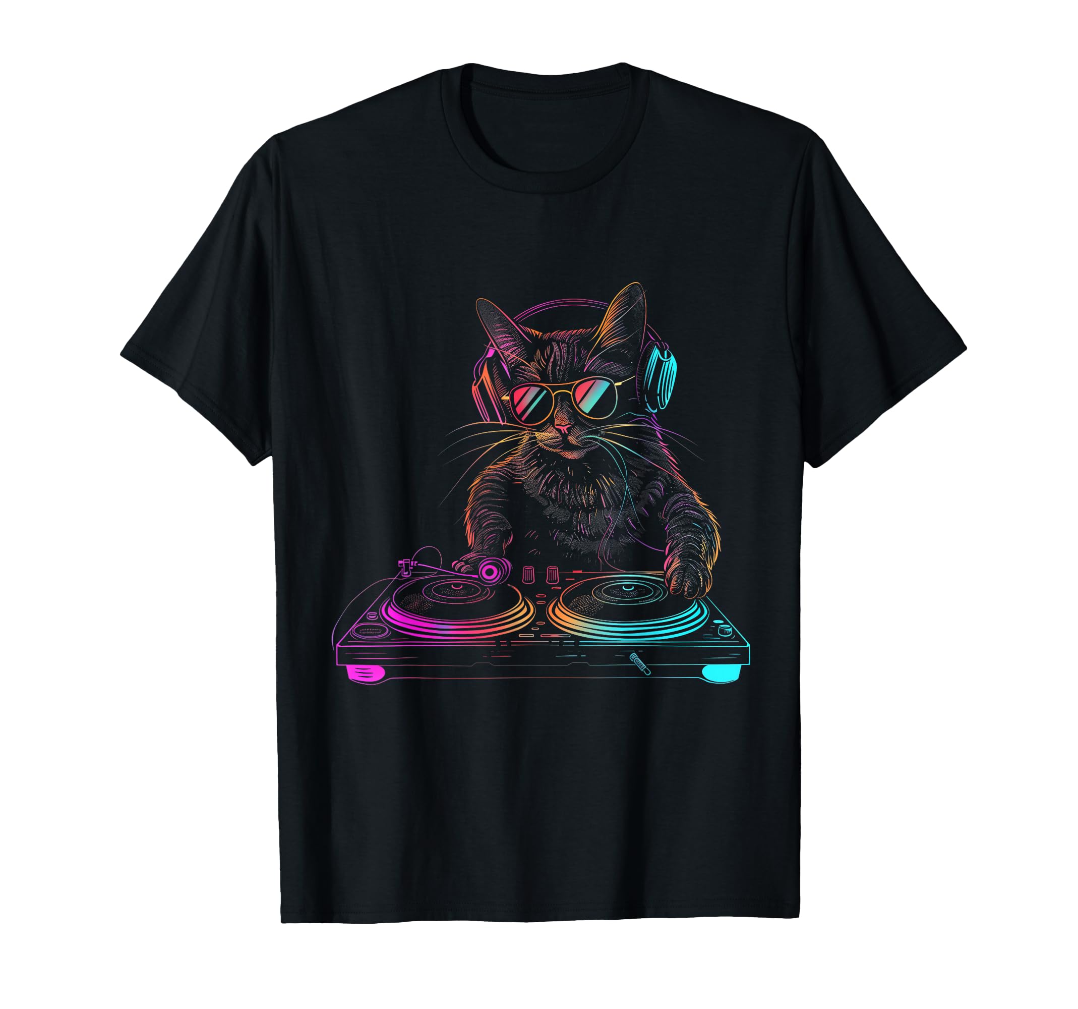 DJ Cat EDM Techno House Music Funny Cat Lover T-Shirt
