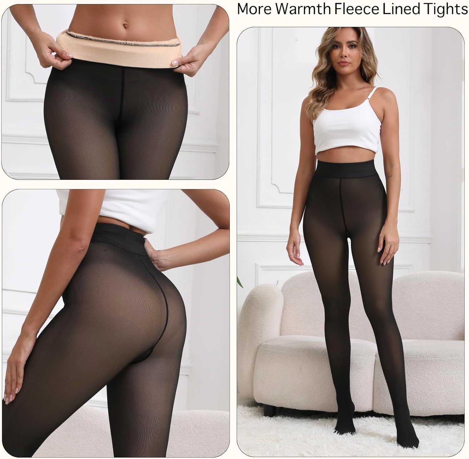 2025 One-Seam Fleece Lined Tights More Warmth Fake Translucent Pantyhose High Waist Thermal Legging Women - Image 6