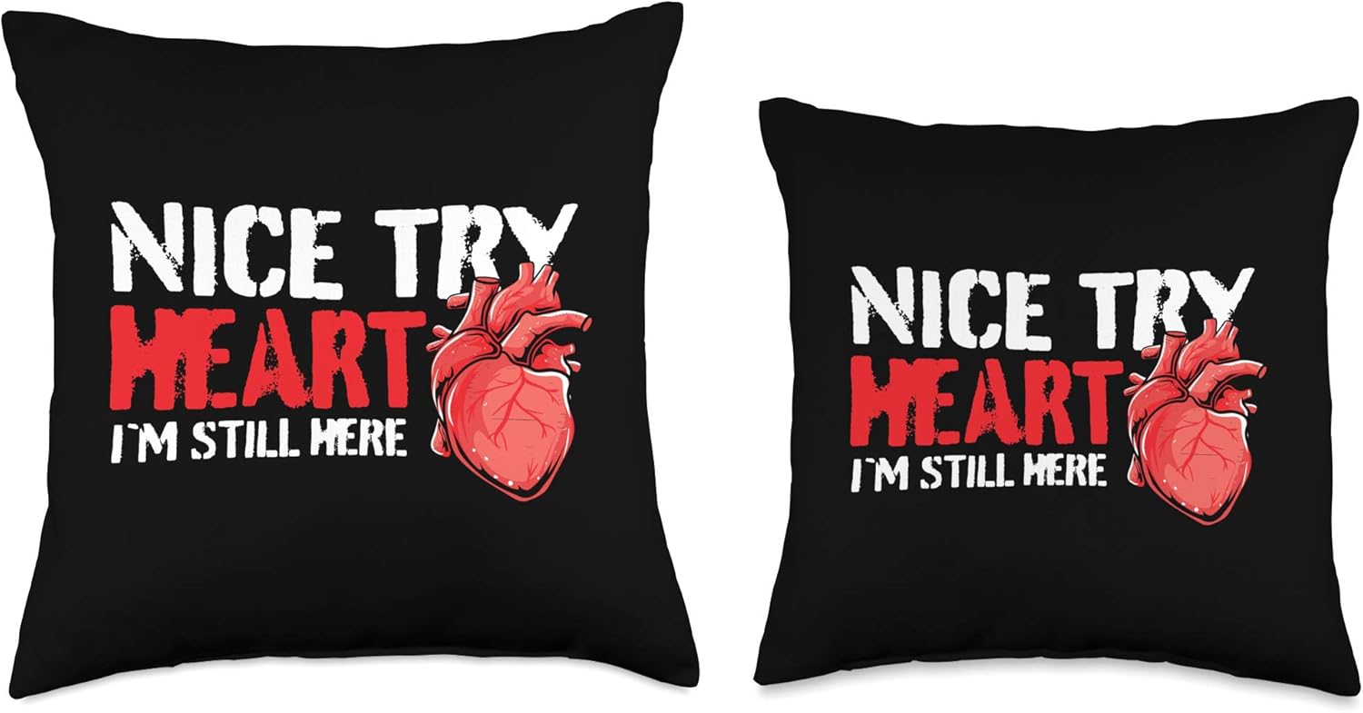 Heart Attack Survivor - Funny Open Heart Surgery Bypass Throw Pillow