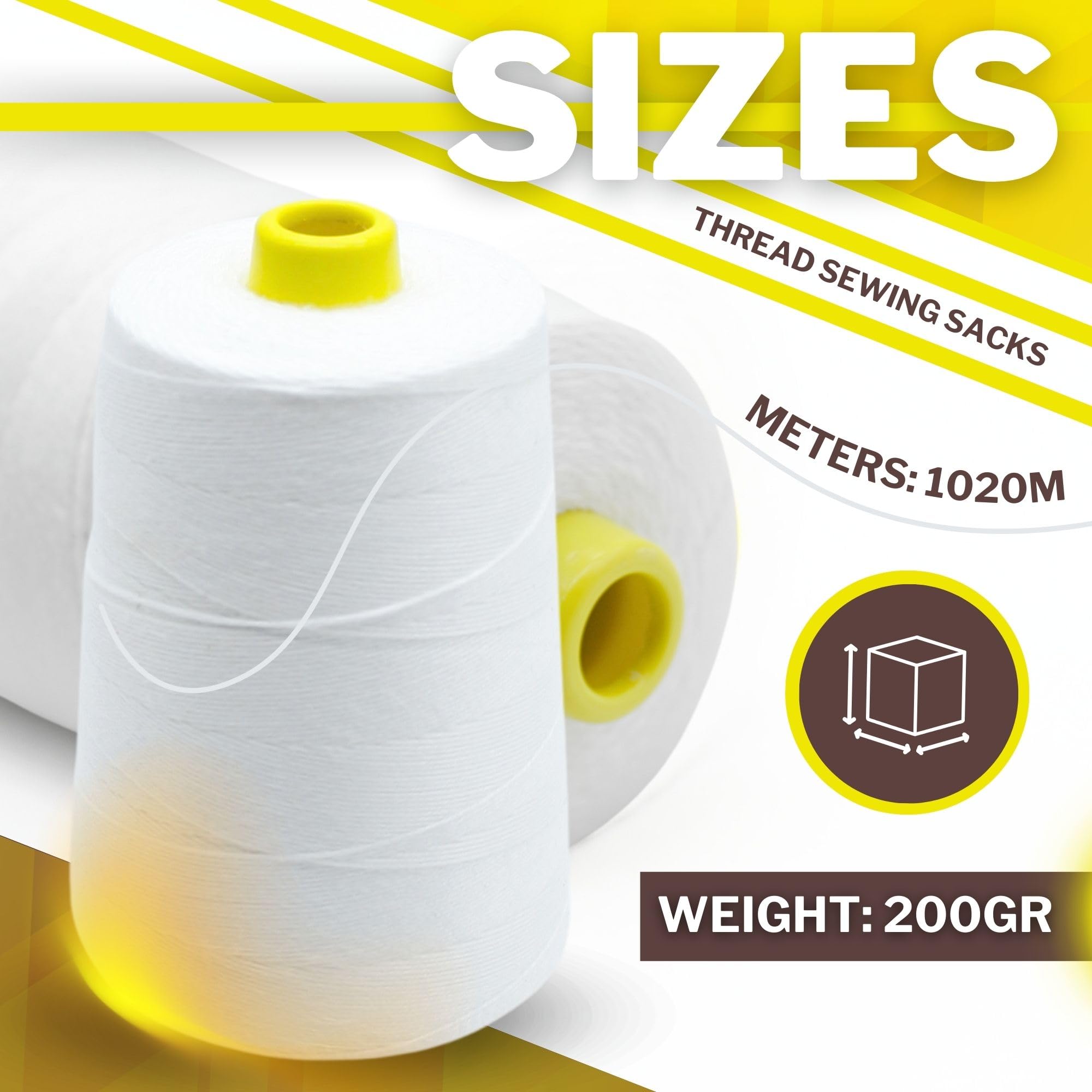 DOJA Barcelona | Filo per Cucire Sacchi | 5 Bobine Filo Cucito Poliestere | 12S/20S 4 Fili | 200g | 1020m | Colore Bianco | Filo per Macchina da Cucitrice Sacchi | Resistente per Macchina da Cucire