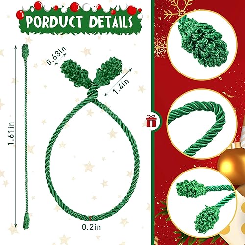 Miniatura 3 de Guirnalda de Navidad para barandilla, lazos decorativos reutilizables y flexibles para guirnalda, decoración del hogar (rojo, verde, 12 piezas)