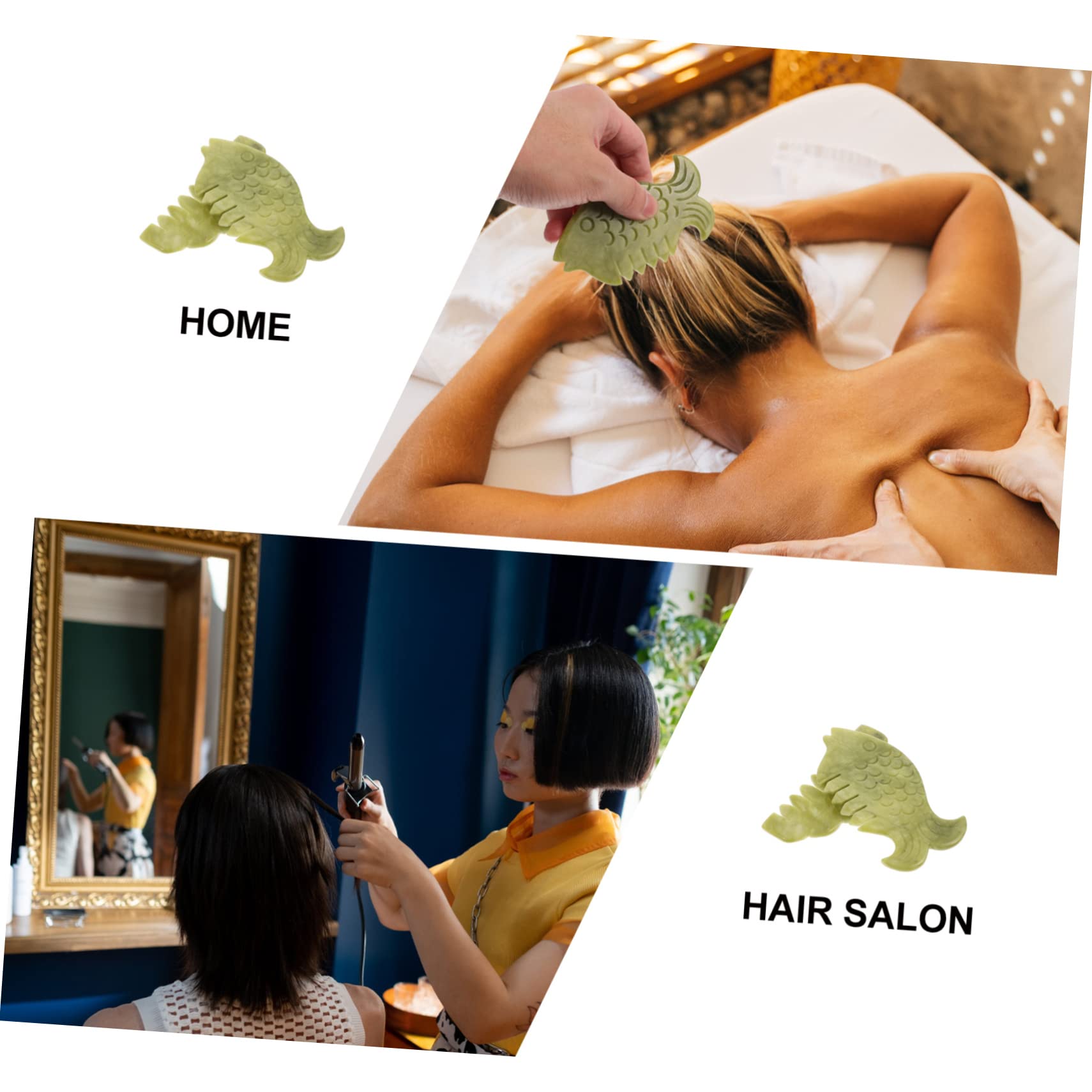 FRCOLOR 6stücke Jade Massagekämme Natürliche Gua Sha Combs Für Kopfhaut Und Ganzkörpermassage Fördert Die Durchblutung Und Entspannt Muskeln Leicht Und Tragbar