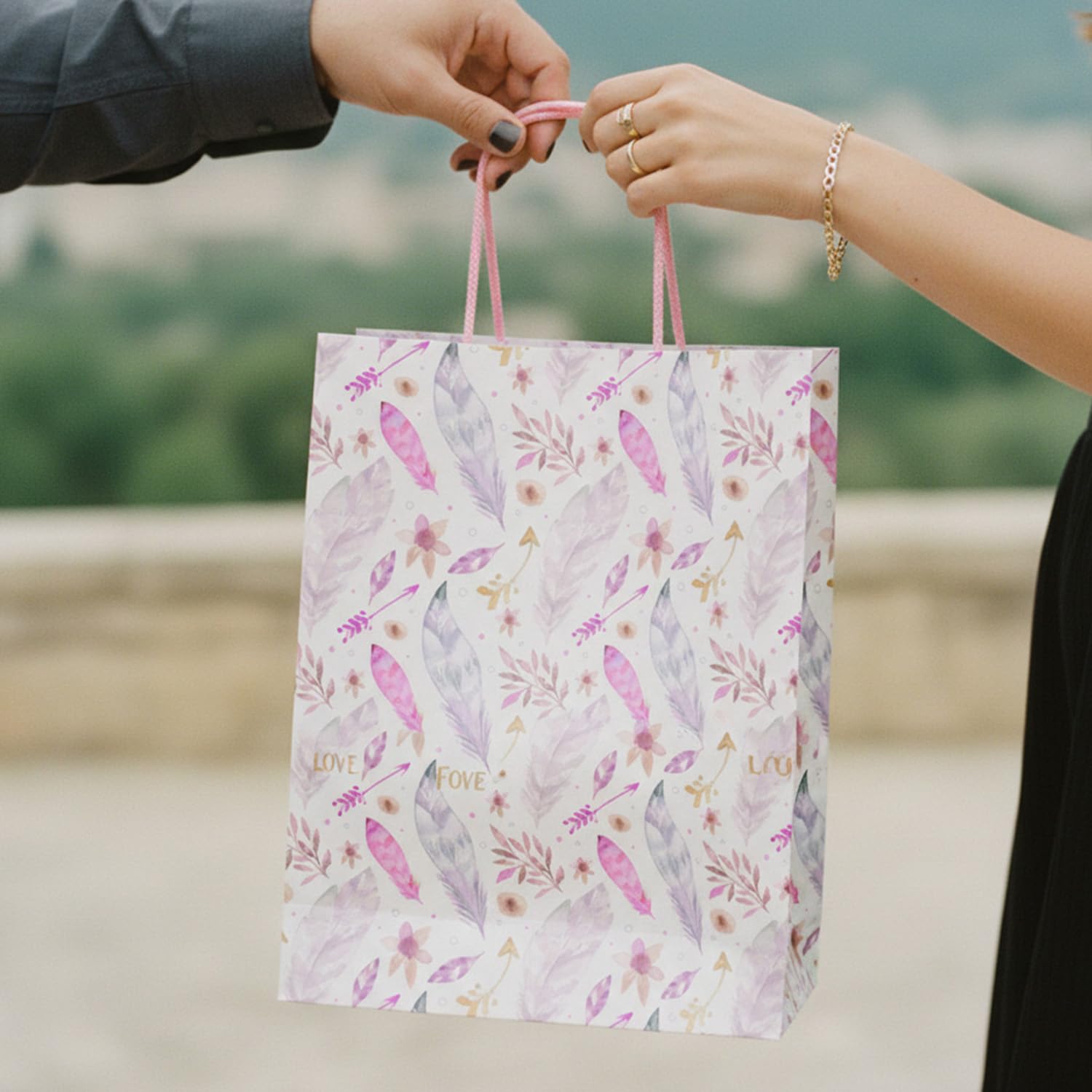 Prettykrafts Pink Gift Bags - Pack of 5 -5 Prettykrafts Pink Gift Bags - Pack of 5 -5