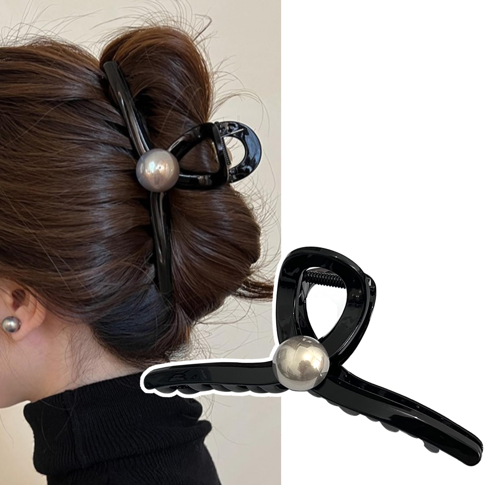 Natunofu ヘアクリップ 大きめしっかりとまる 可愛い ヘアアクセサリー 大人 お洒落 バンスクリップ 大きめ 軽い 強力 髪留め クリップ ヘアクリップ 髪飾り おしゃれ 大人 髪留め バレッタ 上品 ブラック13cm