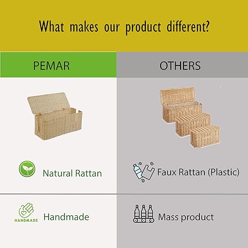 Miniatura 4 de PEMAR Caja de gestión de cables de mimbre de ratán natural, organizador de cables, 2 ranuras abiertas, organizador de cables debajo del escritorio,