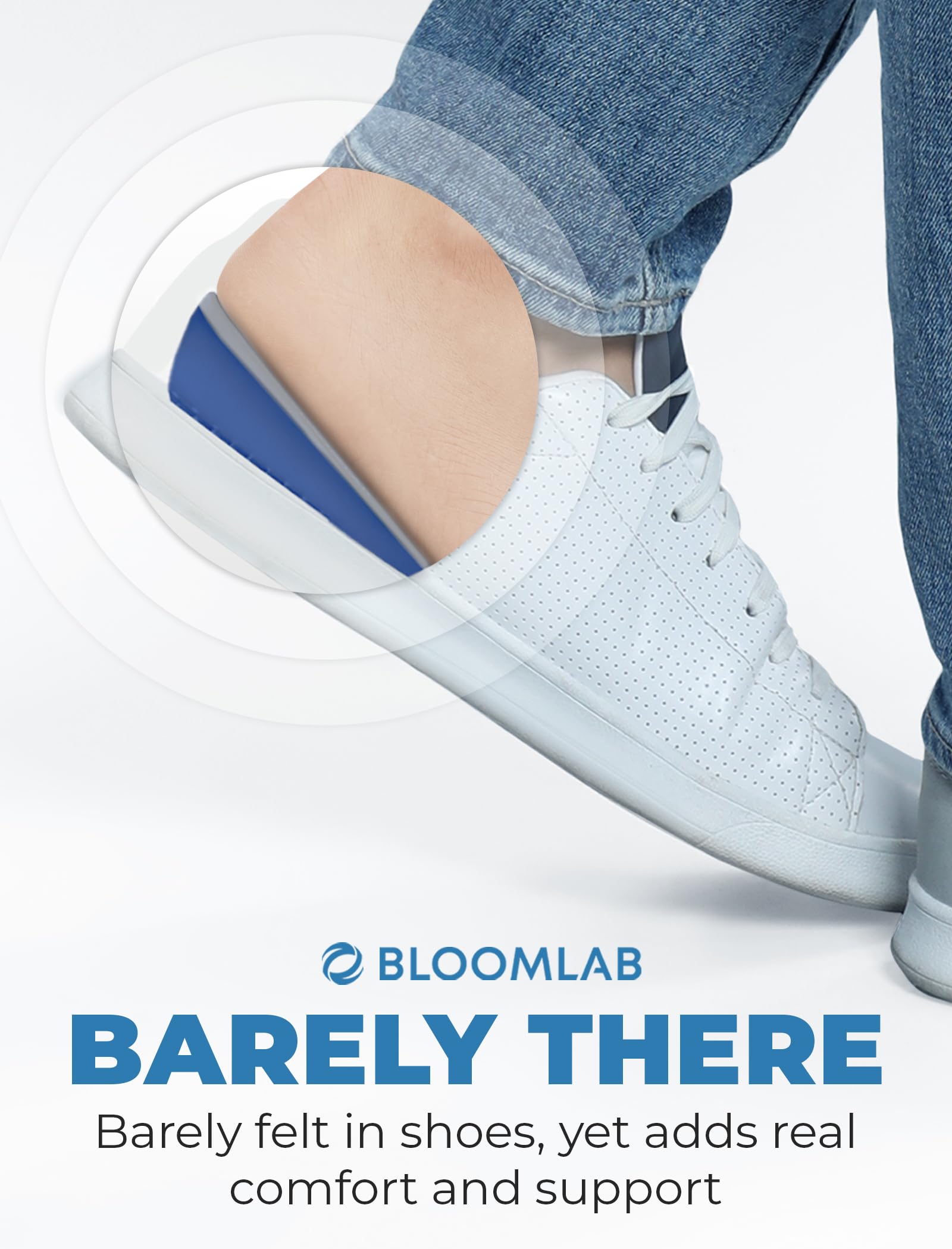 BloomLab Insertos de elevación de talón para zapatos, 3 alturas, tallas M/L, 1 par | Ancho estándar, hombres y mujeres, amortiguación de gel suave, soporte de discrepancia en la longitud de las piernas