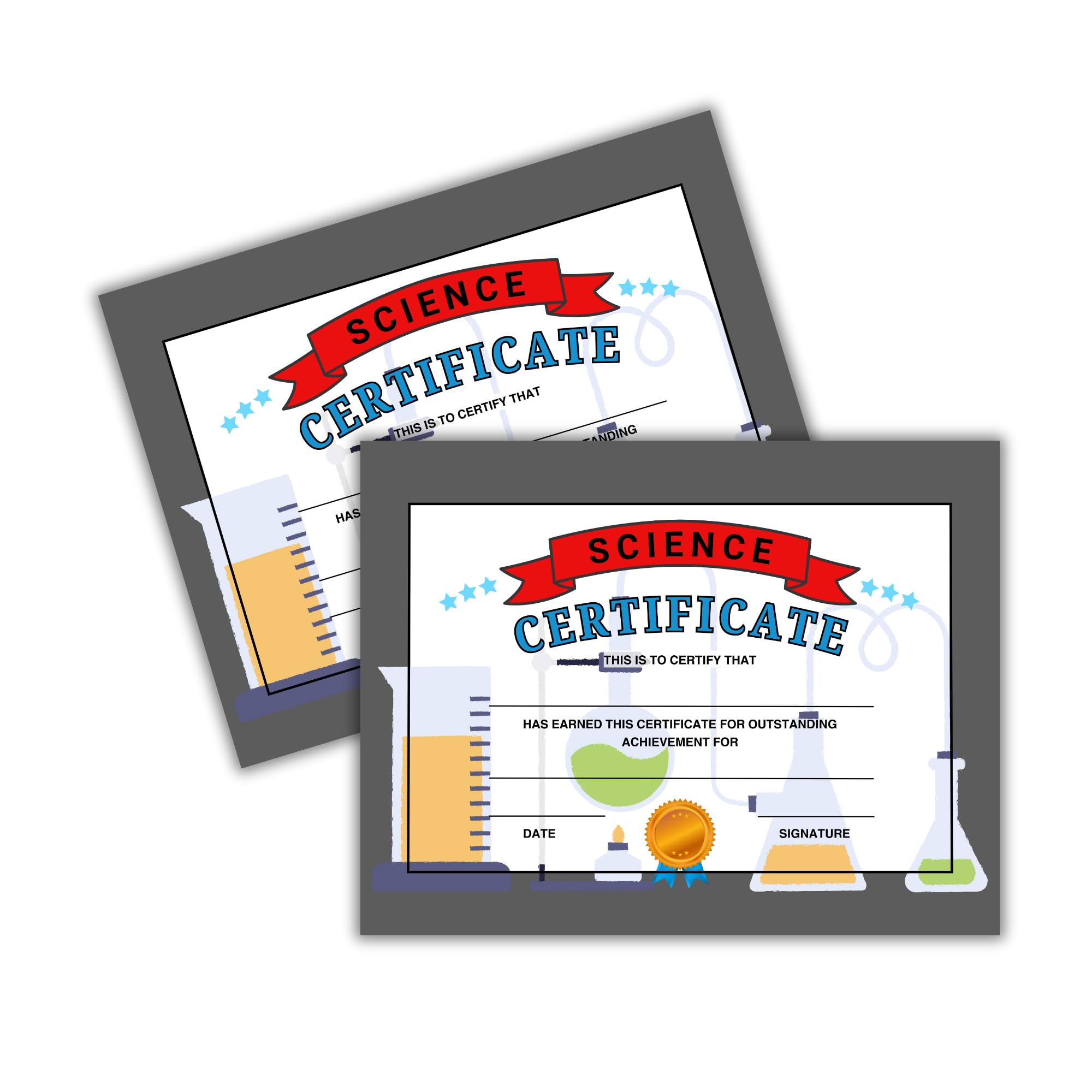Science Certificate of Achievement Award | 50 pk 8.5x11” for Students Fair Goal Participation Outstanding Achievement Middle School