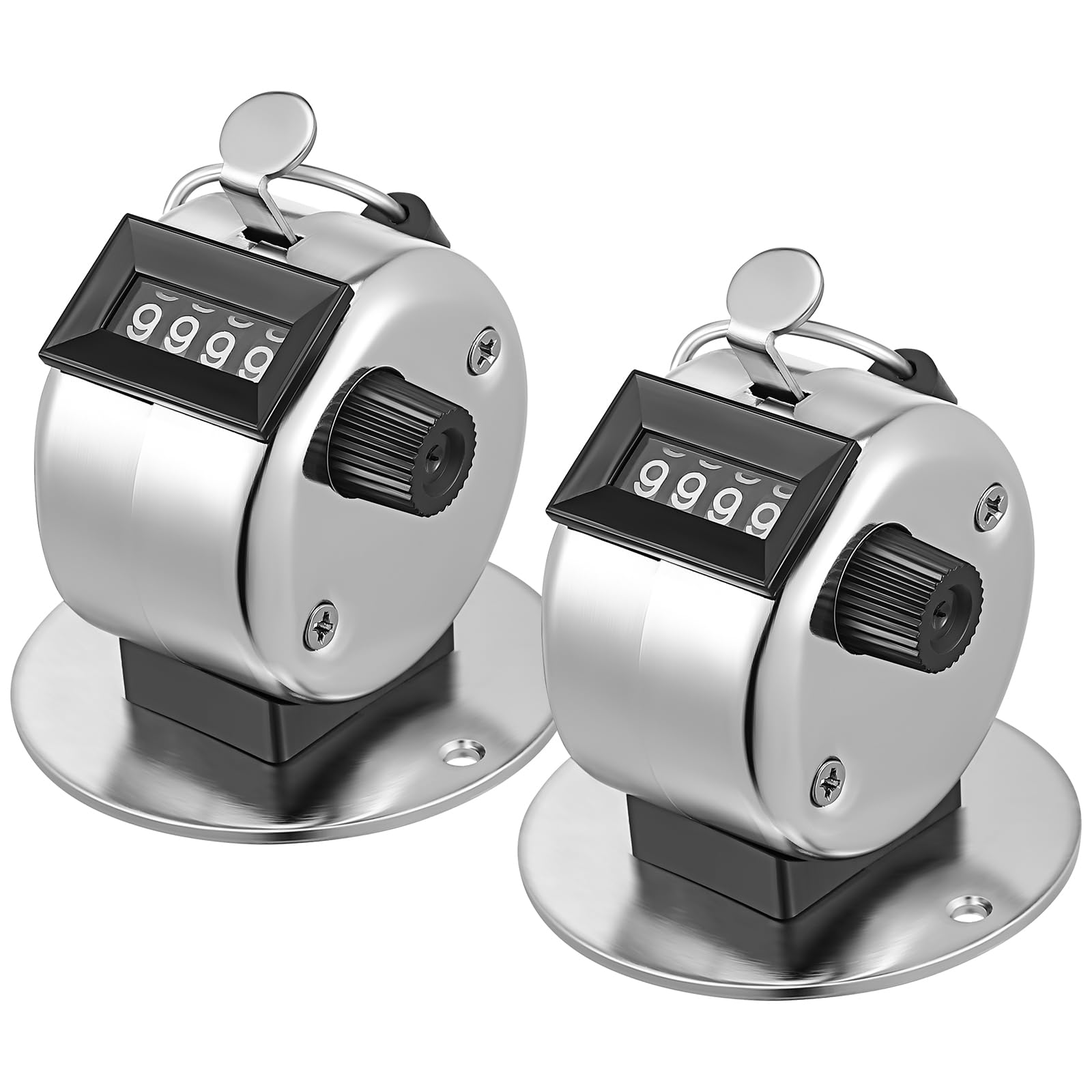 TOYMYTOY 手動カウンター 2個セット 4桁機械式 数取器 金属製 ポータブルクリッカー カウントリセット可能 持ち運び便利 工業用計測器