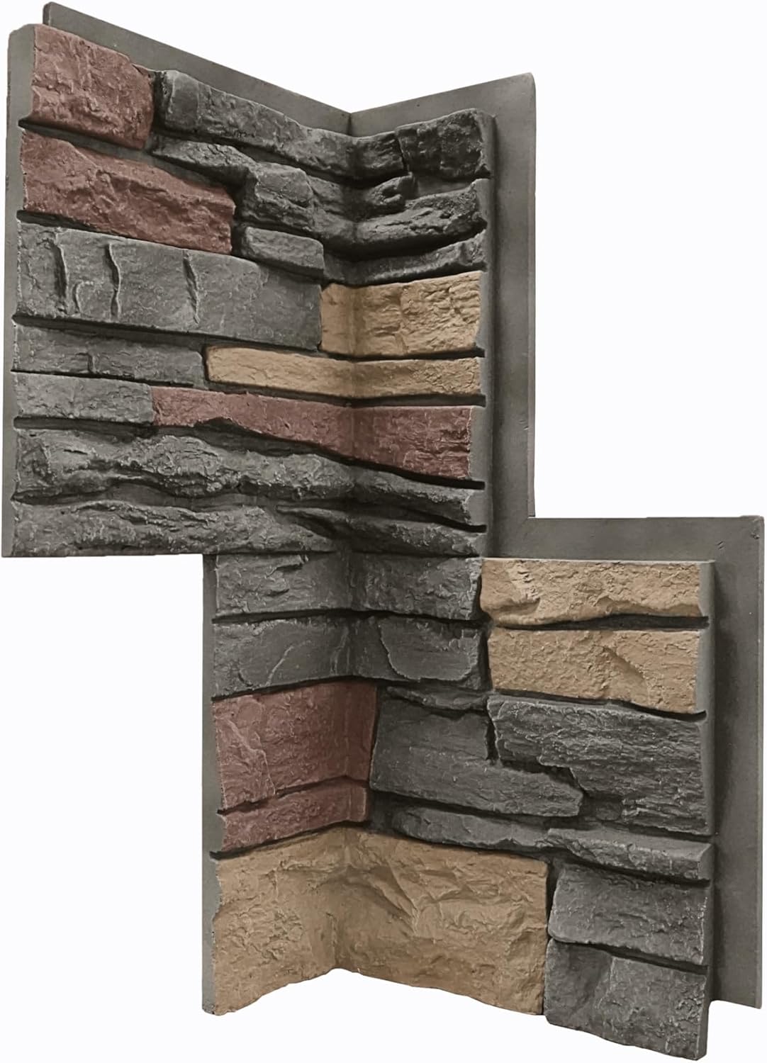 GenStone Faux Stacked Stone 90 Degree Inside Corner Panel 22.5" x 12" in Stratford Color for Do It Yourself Friendly Home Improvement Projects