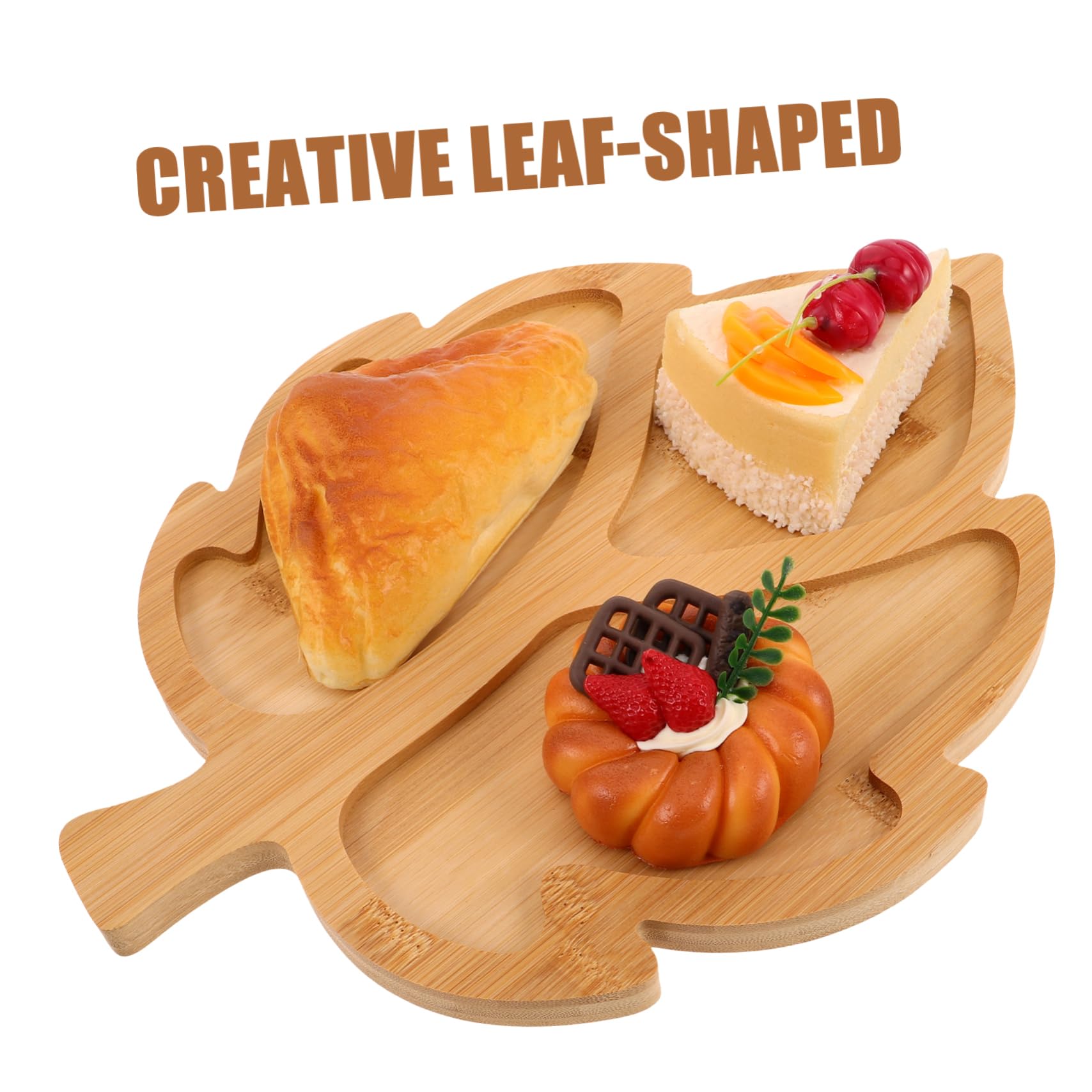 DECHOUS Plateau Feuille en Bois pour Charcuterie, Compartiments Séparés