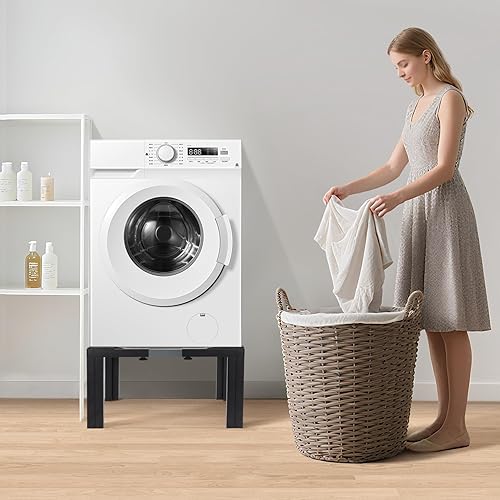 Miniatura 7 de Nefish Pedestal de acero para lavandería de altura de 12 pulgadas, pedestales de lavadora resistente, base de refrigerador ajustable con 4 pies
