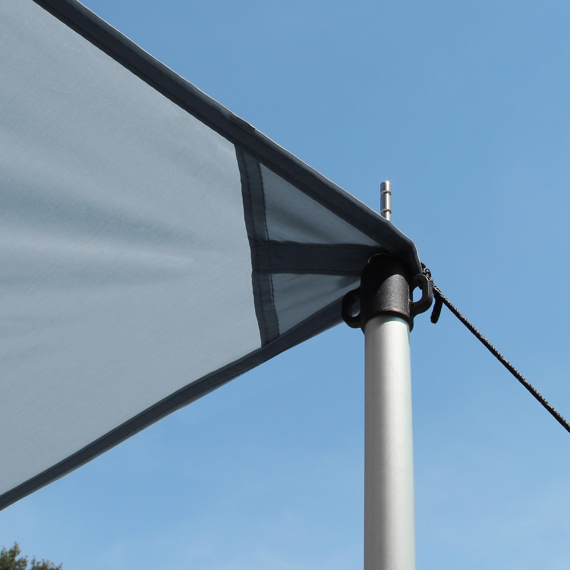 yourGEAR Voile d'ombrage pour caravane avec barres de support, protection UV 50+, imperméable 5000 mm, double passepoil 7 mm et 5 mm (gris, 450 x 240 cm)