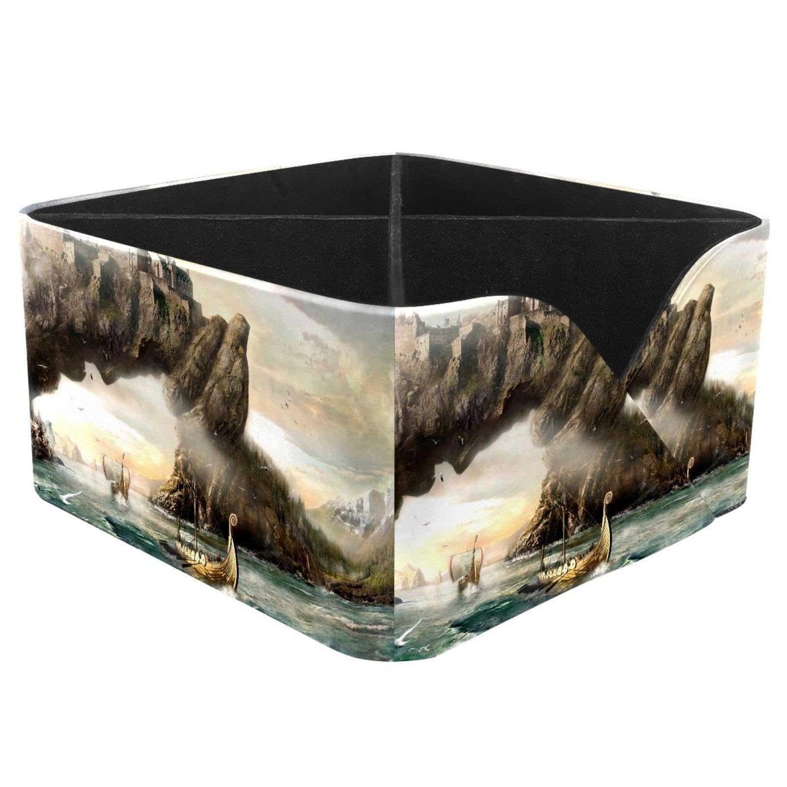KengjuTesu Vikings Dragon Boat Desktop Organizer Pen Holder, Rectangular Pencil Cup for Office, Study and Makeup Stations
